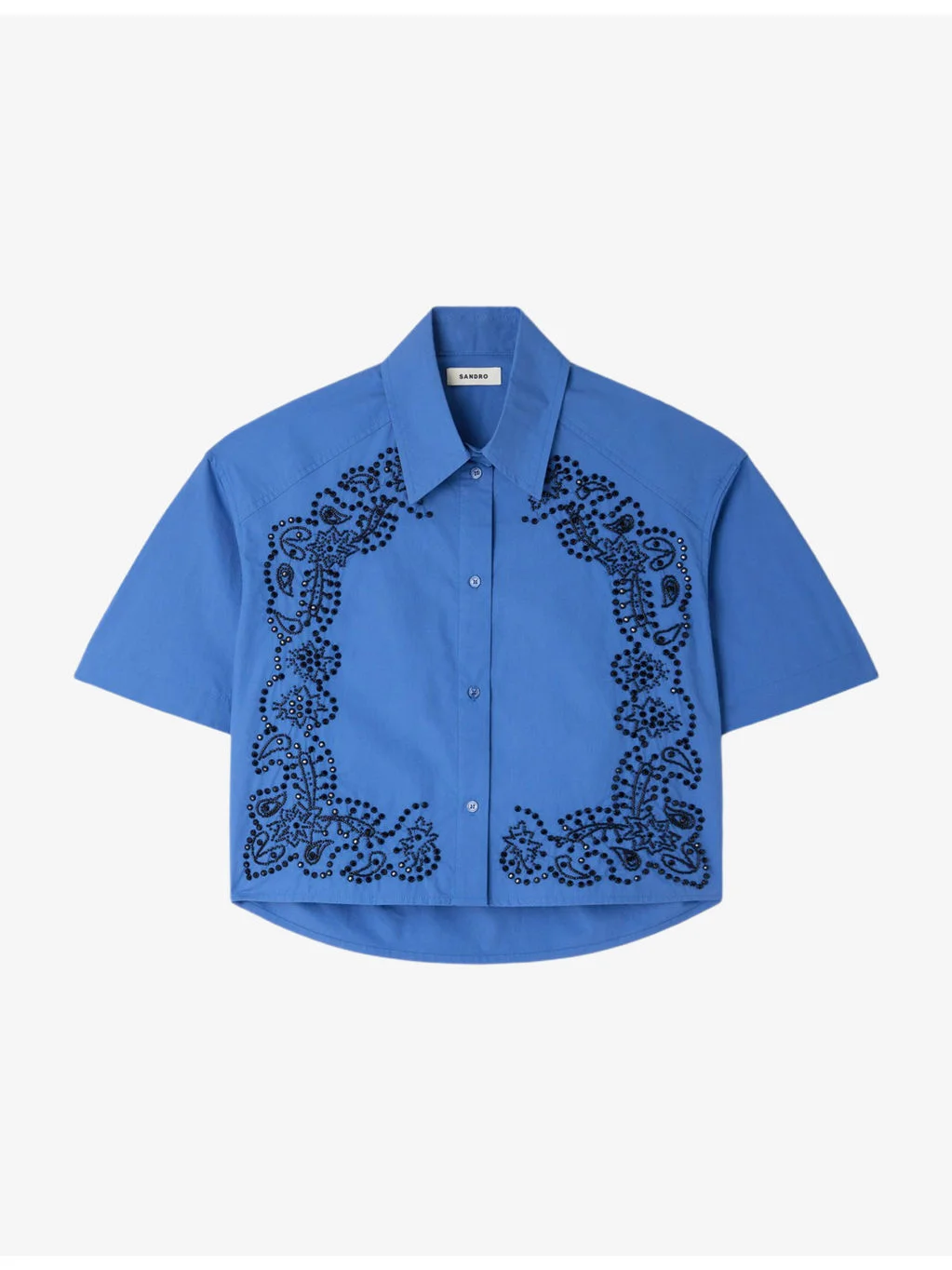 Embroidered and Bead-Embellished Cotton Shirt - 1