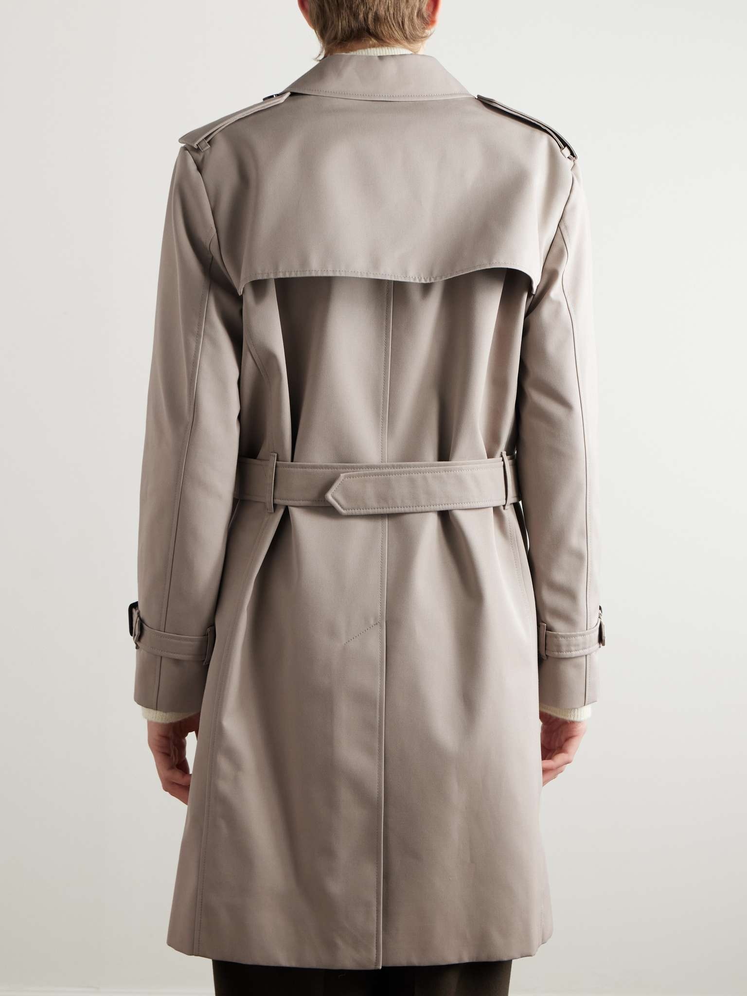 Double-Breasted Belted Gabardine Trench Coat - 4