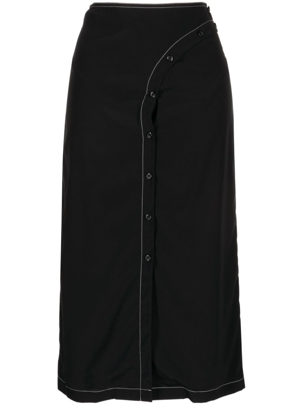 curved-line button midi skirt - 1