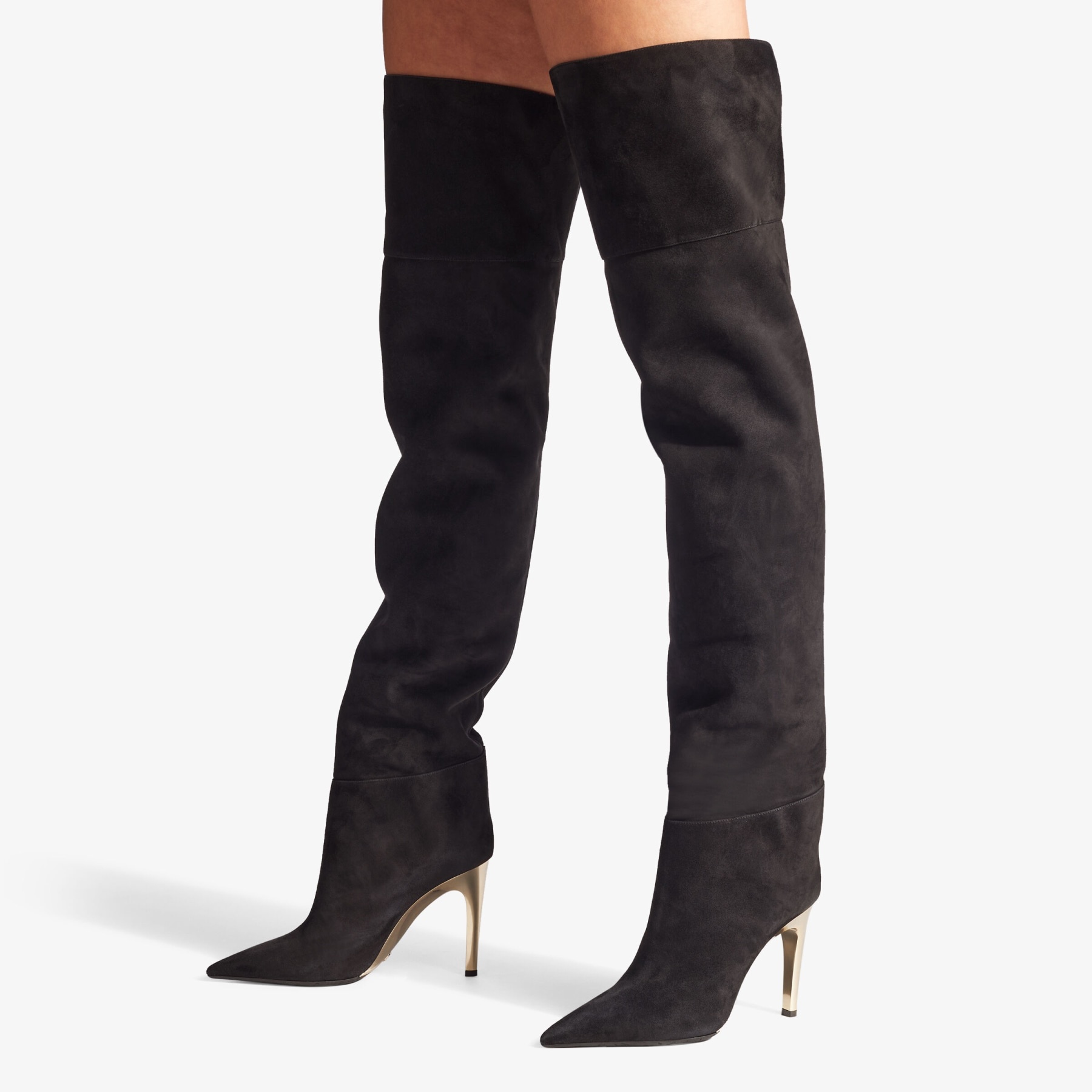 Cierra Over The Knee 100
Black Suede Over-the-knee Boots with Gold Heel - 2