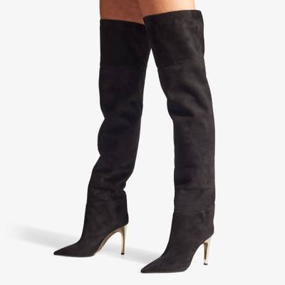 JIMMY CHOO Cierra Over The Knee 100
Black Suede Over-the-knee Boots with Gold Heel outlook