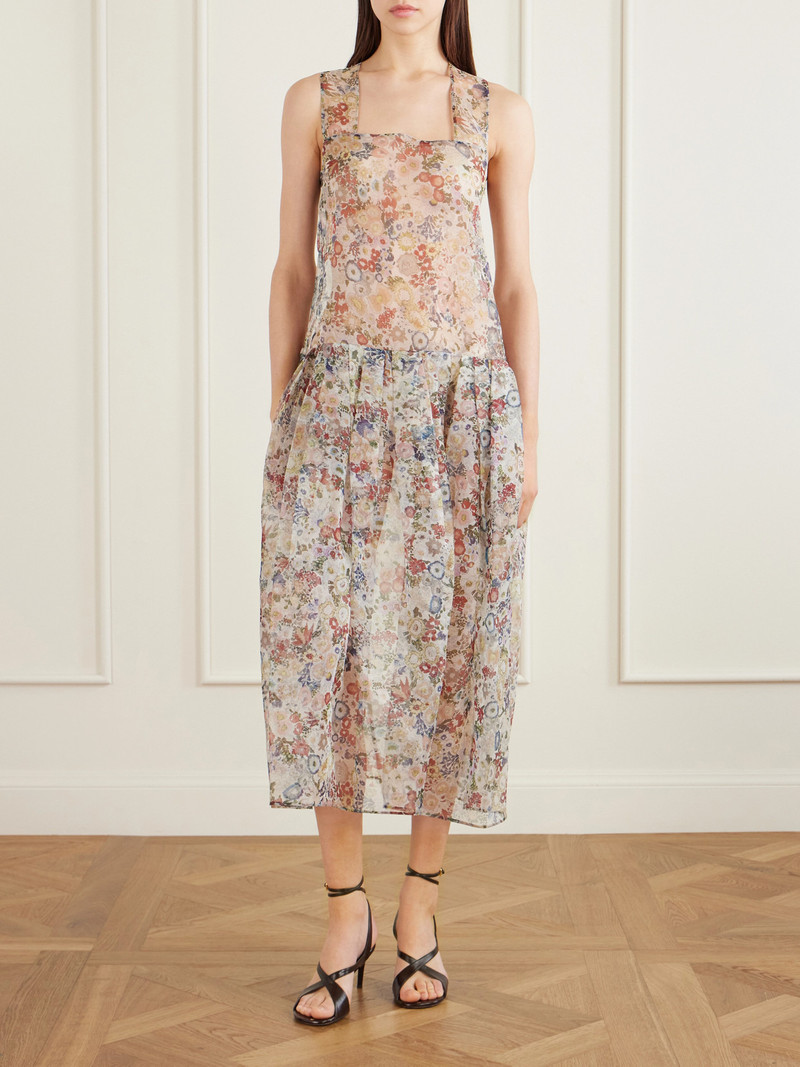 Amello Floral-print Silk-organza Midi Dress 4