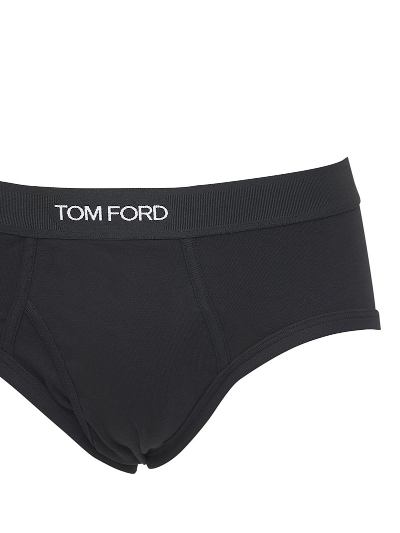 Pack of 2 logo stretch cotton briefs - 4