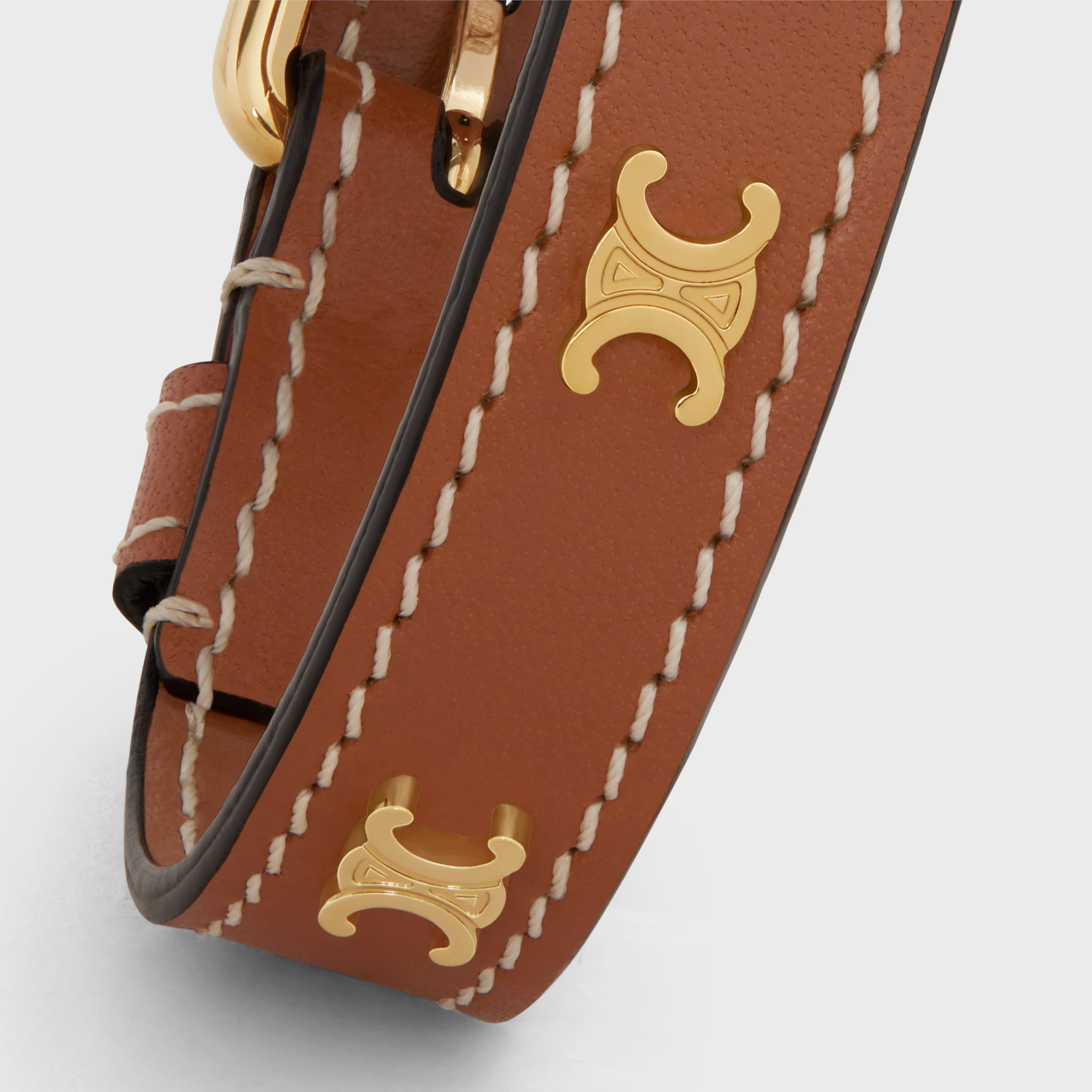 Les Cuirs Celine Bracelet in Calfskin and Brass with Gold Finish - 4