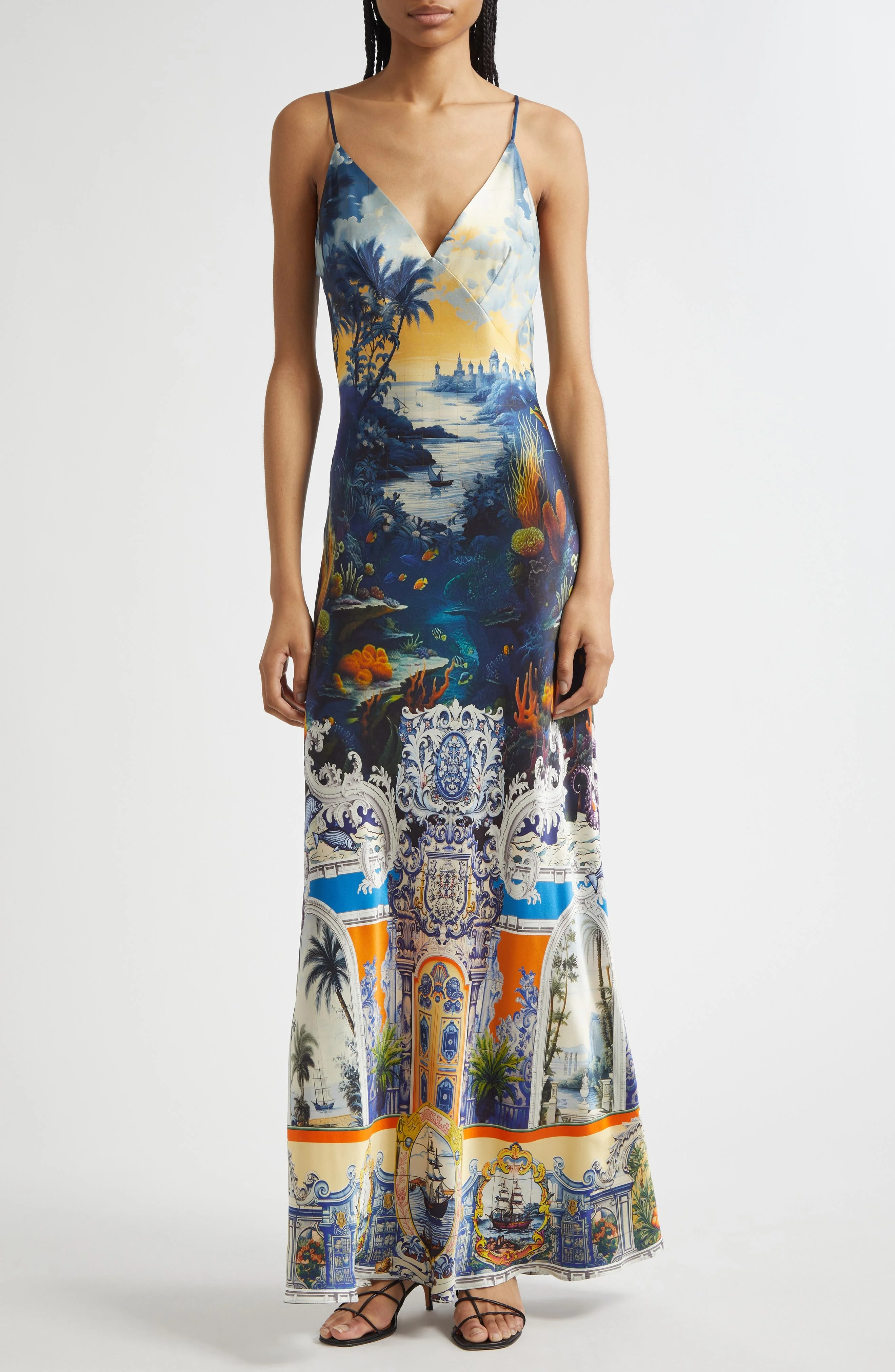 Camilla Bias Cut Silk Charmeuse Slipdress in Song Of Saint Anthony at Nordstrom - 1