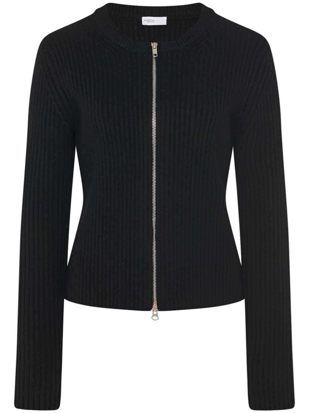 zip-up ribbed knit cardigan - 1