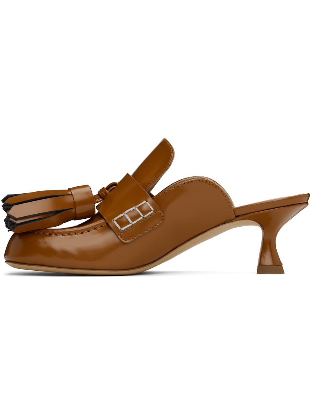 Tan Tassel Leather Mules - 3