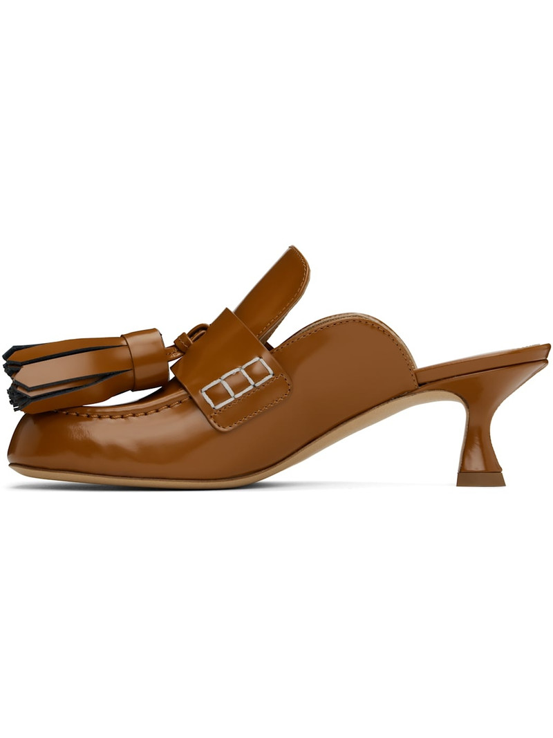 Tan Tassel Leather Mules 3