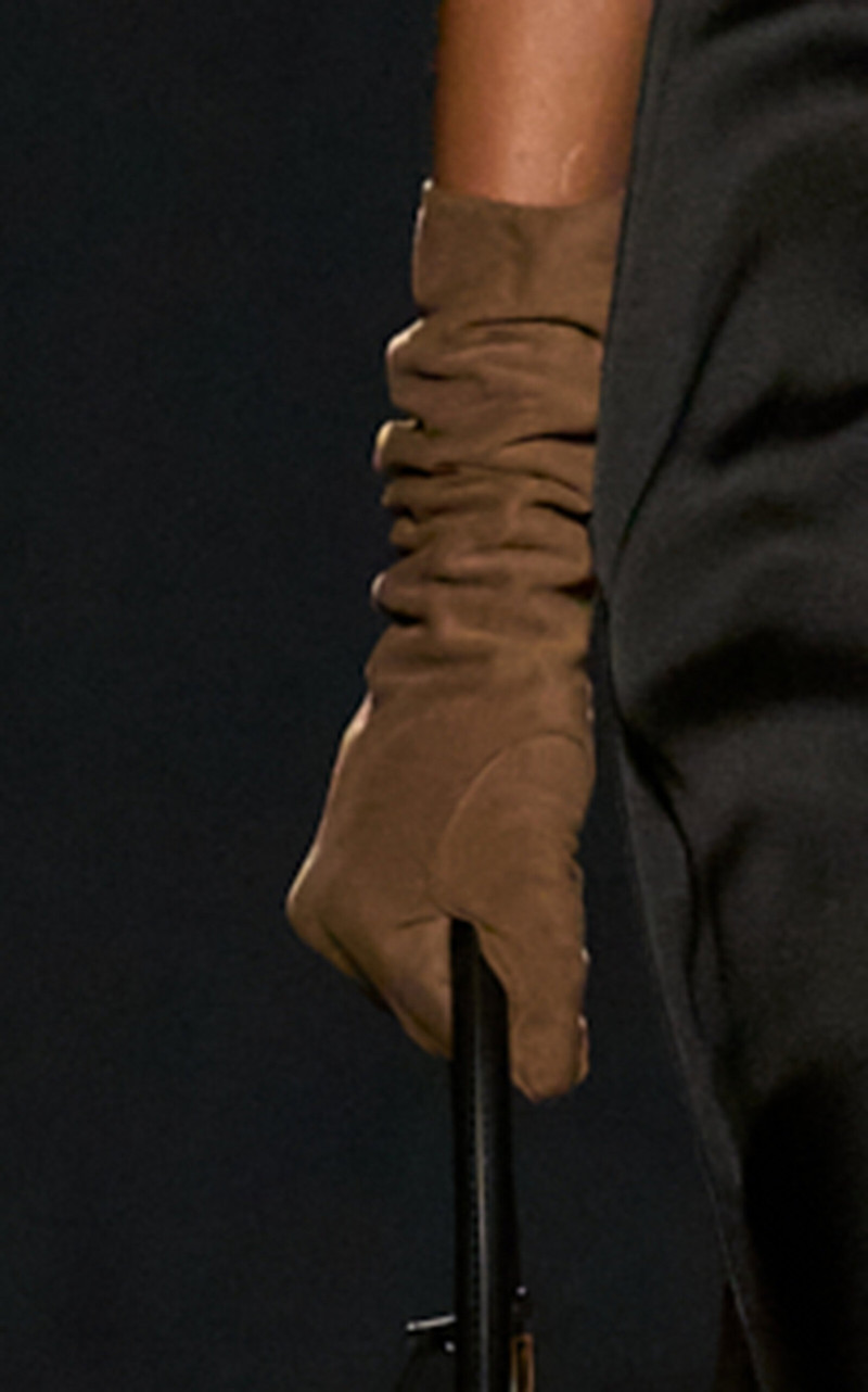 Lanvin Long Slim Suede Gloves brown outlook