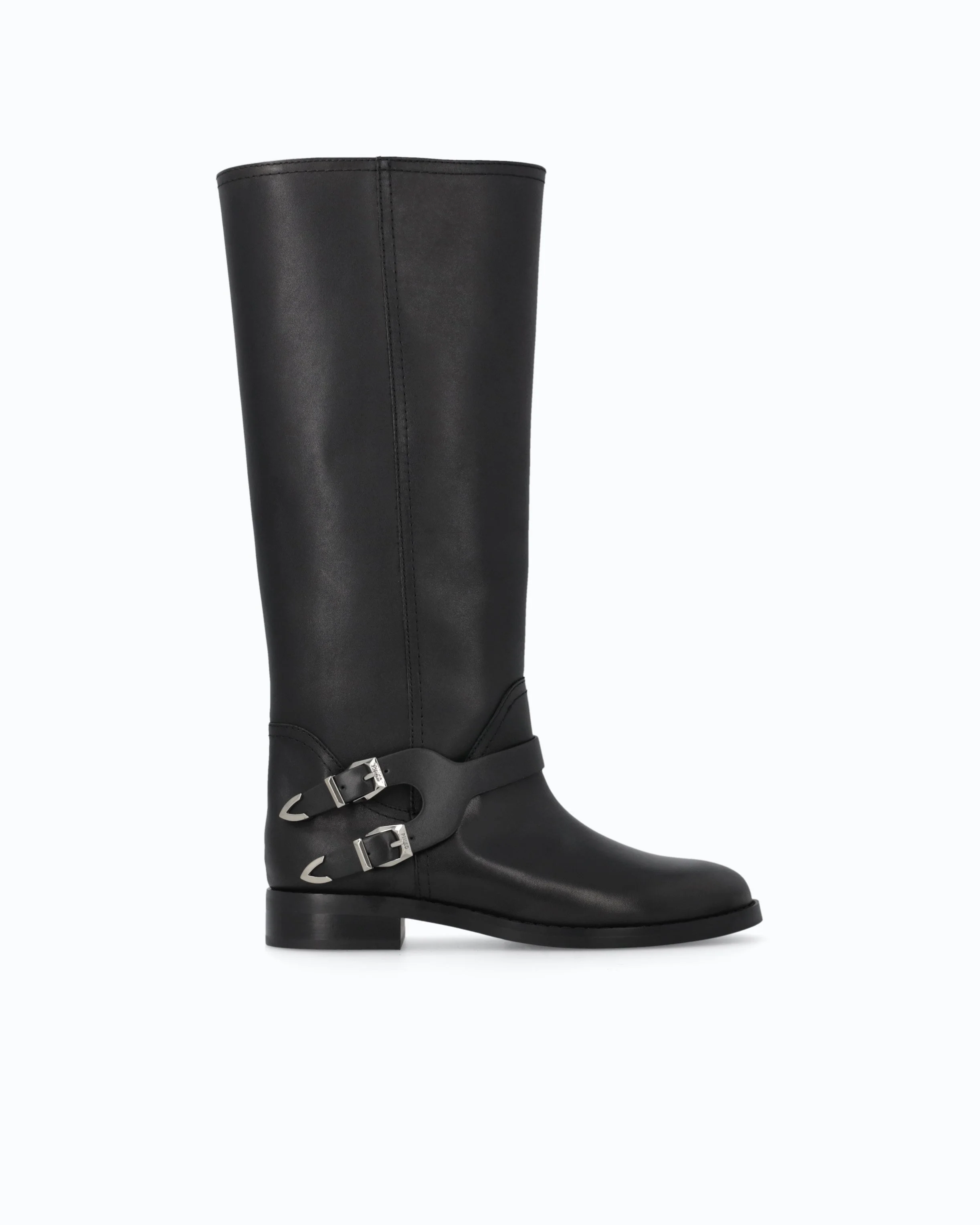LEATHER BOOTS WITH HIGH LEG SHAFT AND STRAPS - 1