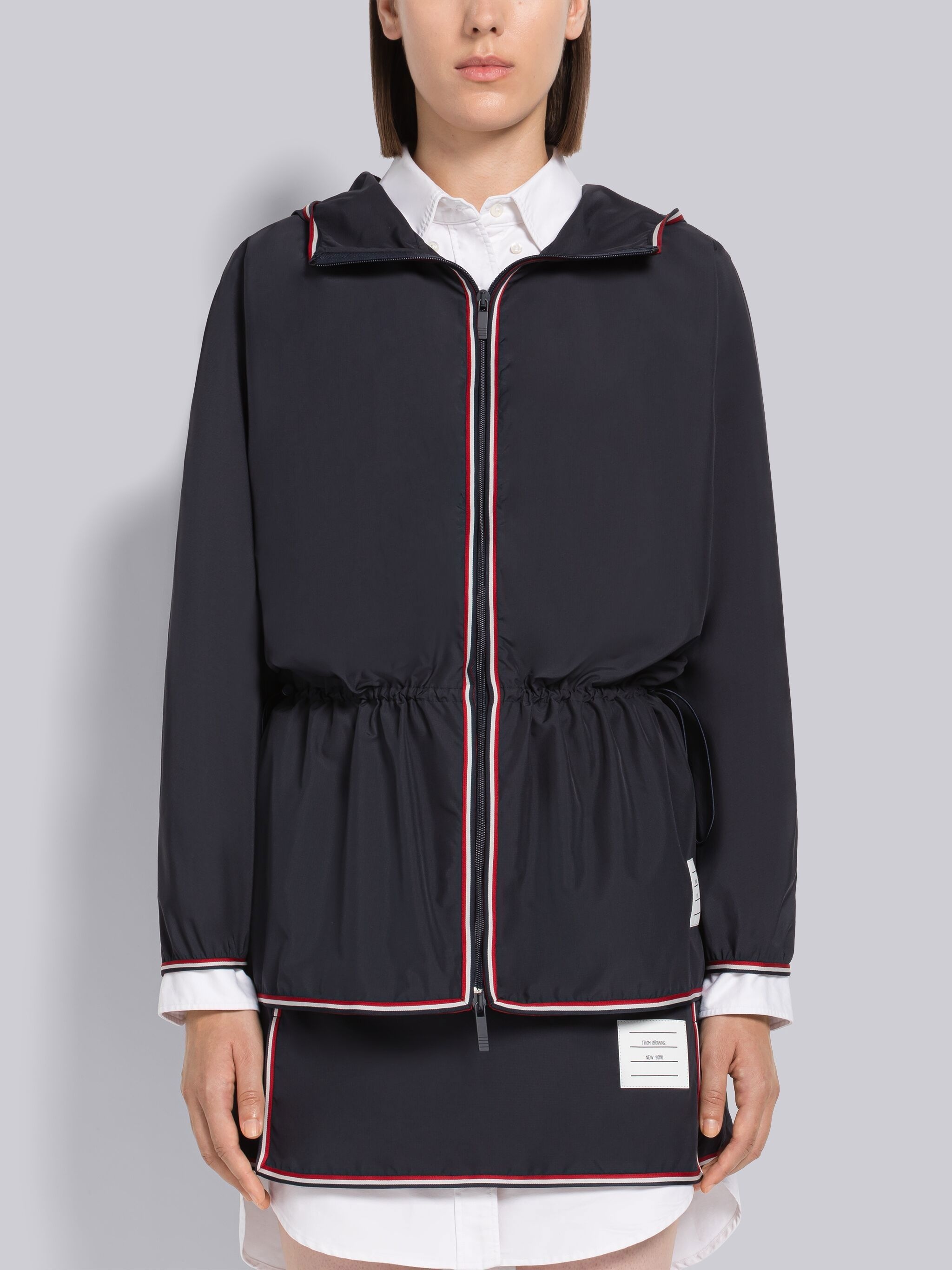 Military Ripstop Dolman Sleeve Zip Parka - 1