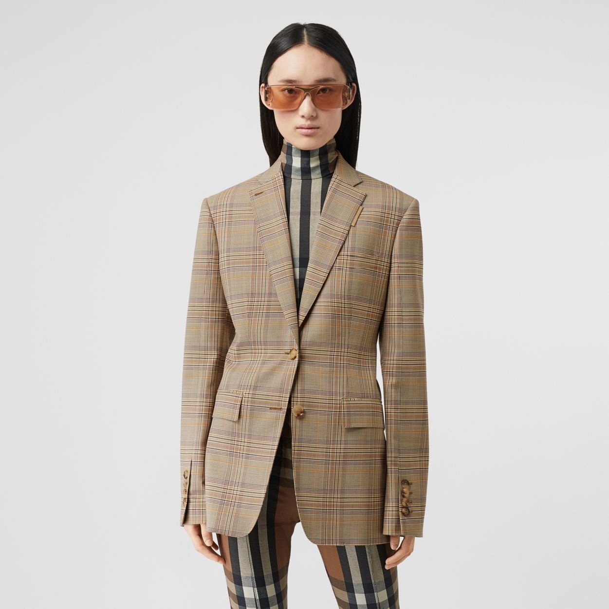 Check Wool Oversized Tailored Jacket - 5