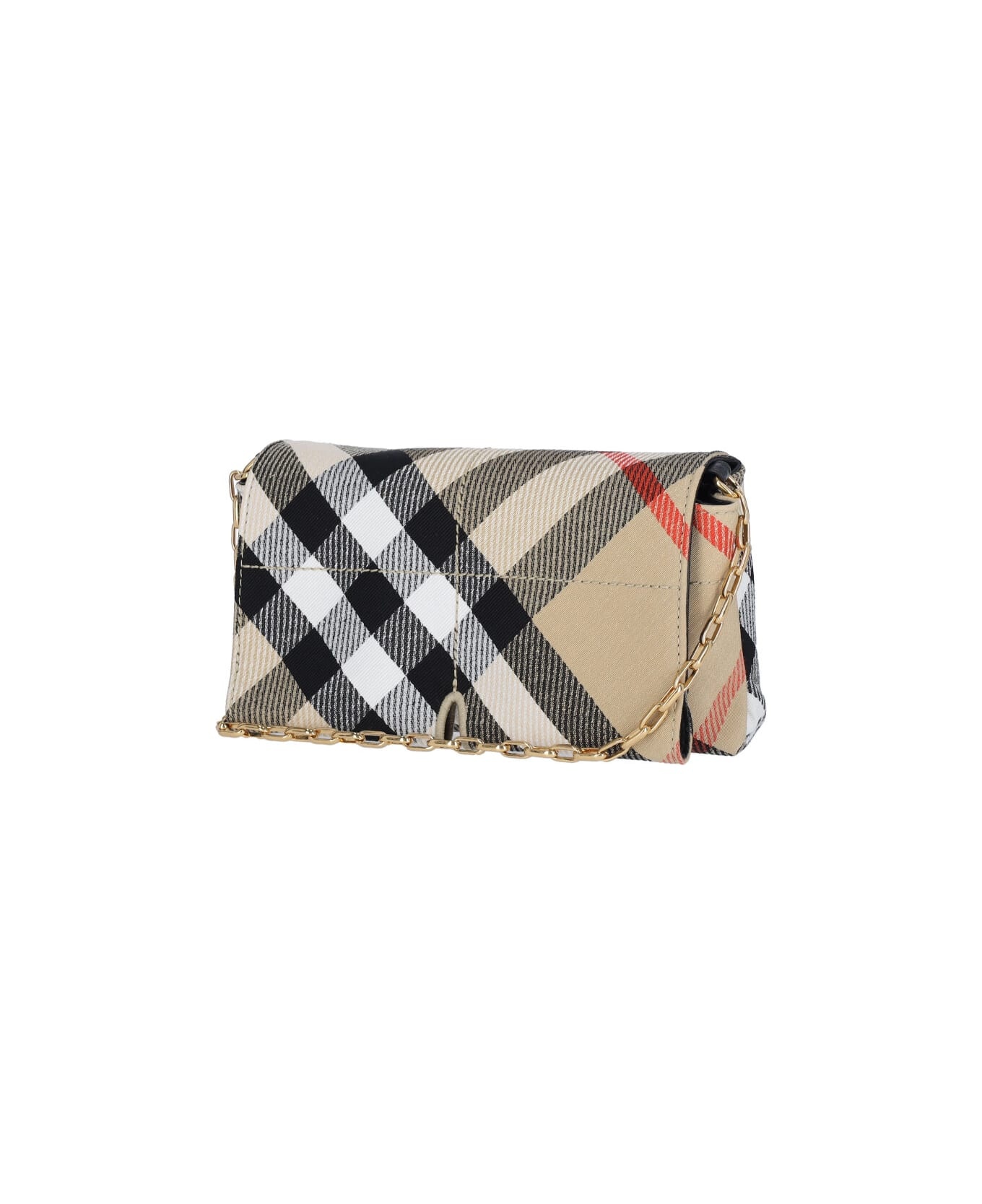 'check' Crossbody Bag In Beige Polyester Blend - 2