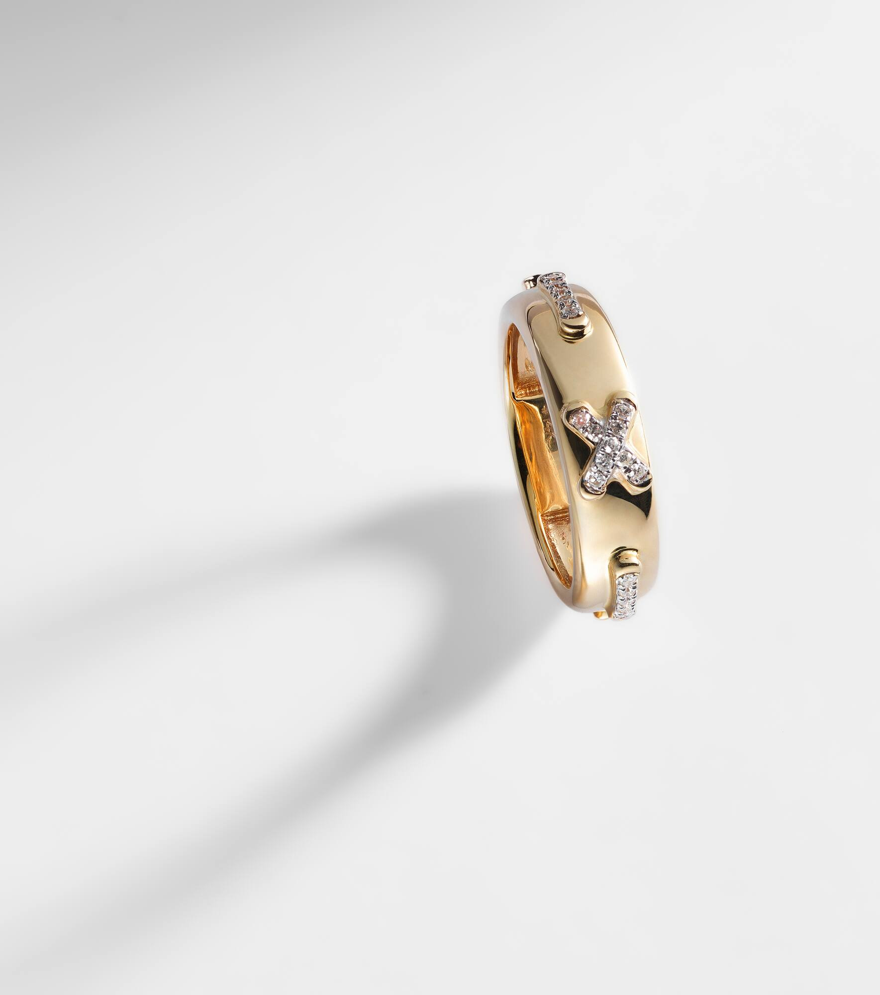 Diamond Cross Stitch 14kt gold ring with white diamonds - 5