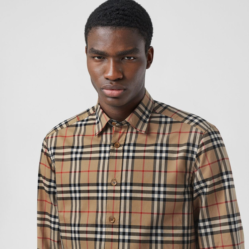 Icon Stripe Cuff Vintage Check Cotton Shirt 3