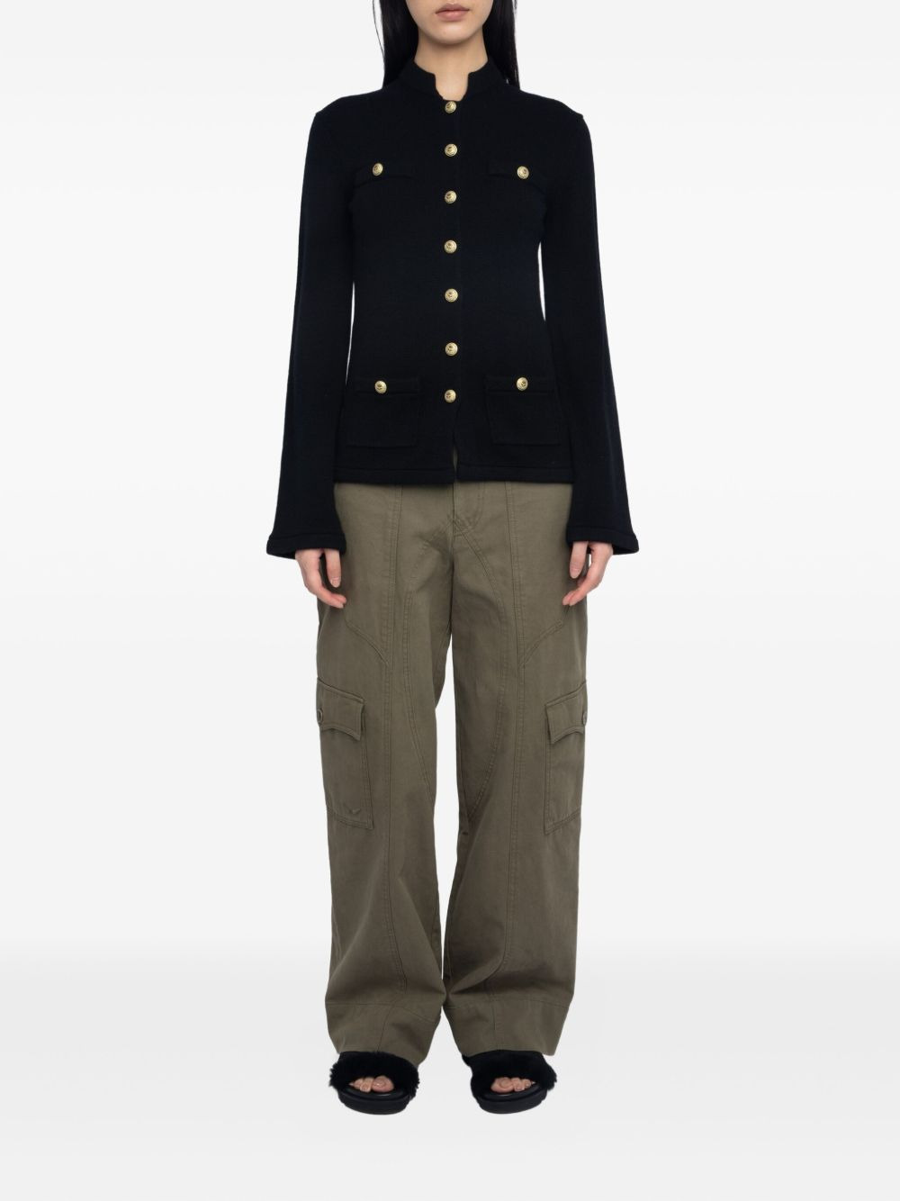 button-detailed flared-sleeve cardigan - 2