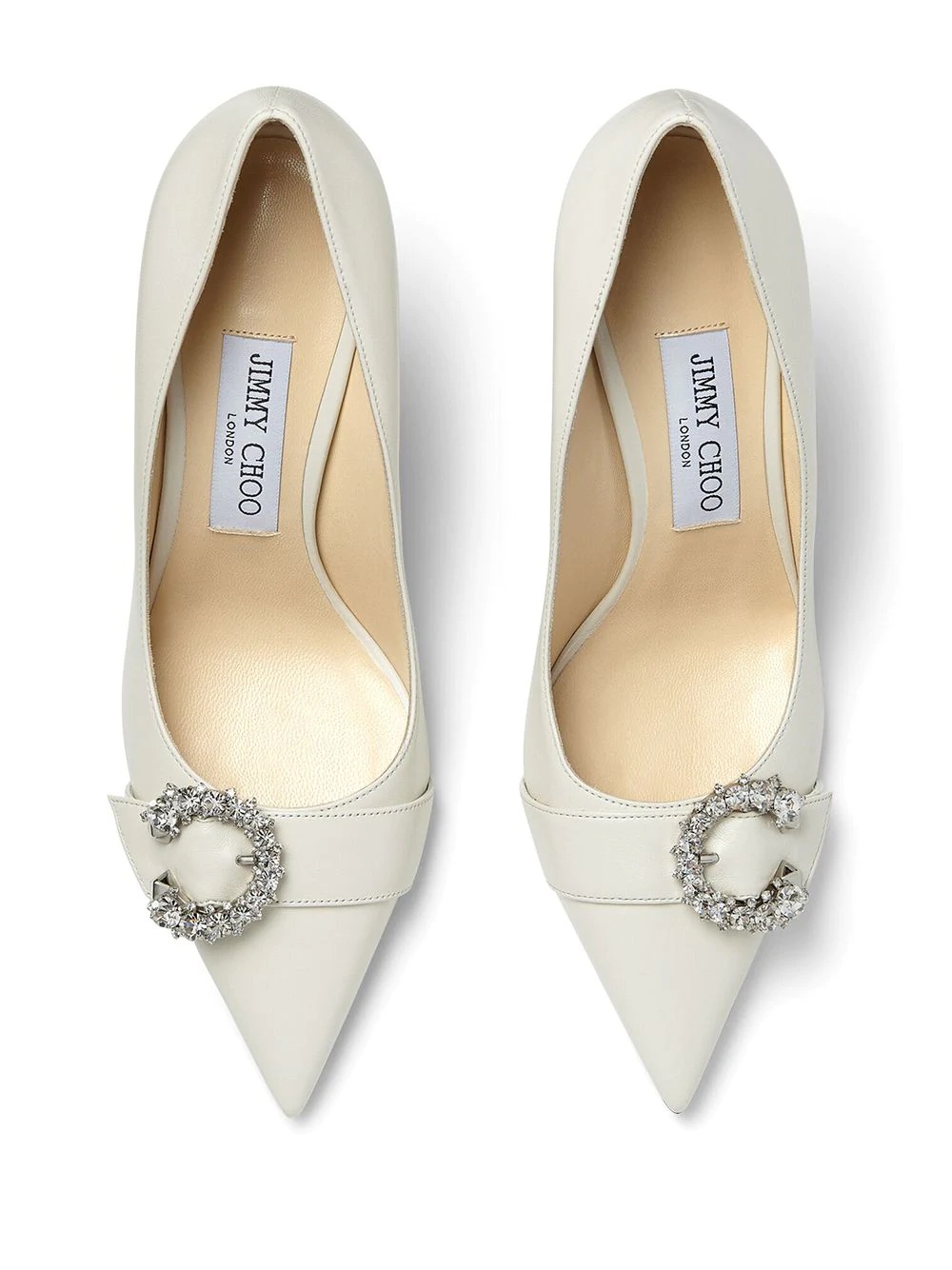 Saresa crystal-buckle 85mm pumps - 4