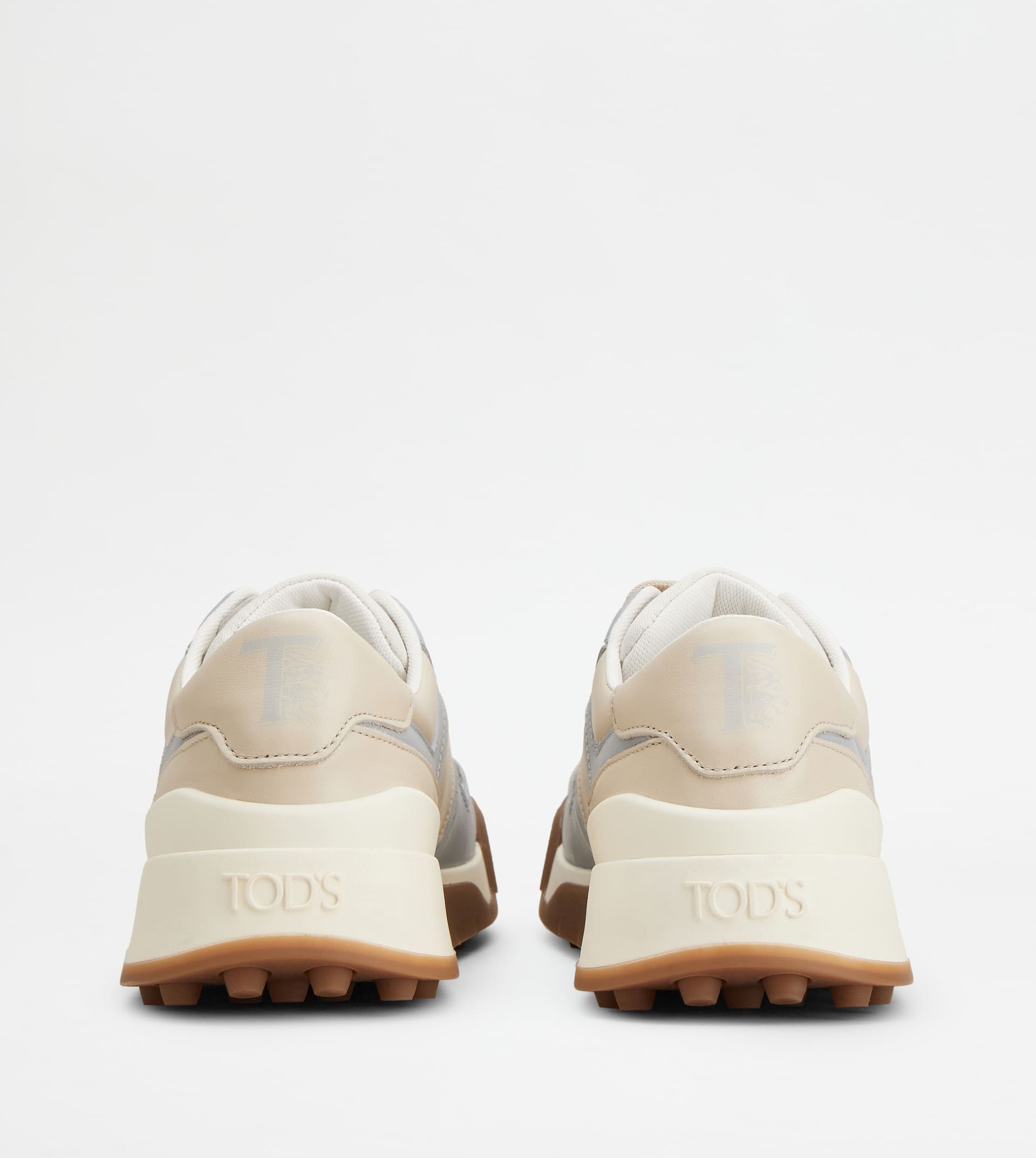 TOD'S SNEAKERS IN LEATHER - GREY, BEIGE, OFF WHITE - 3