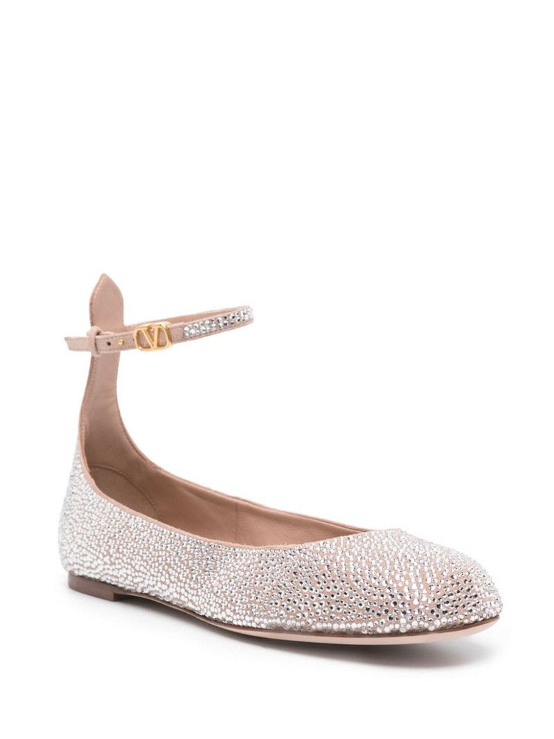Valentino crystal-embellished leather ballerina shoes outlook