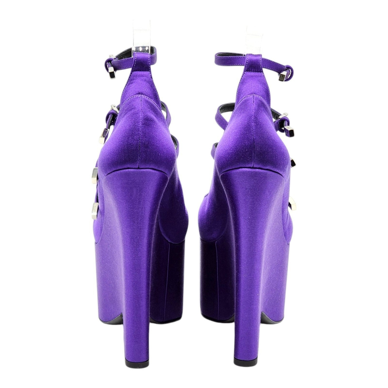 Versace Tempest Strappy Satin Platform Pumps in Purple EU 36.5 US 6 - 4