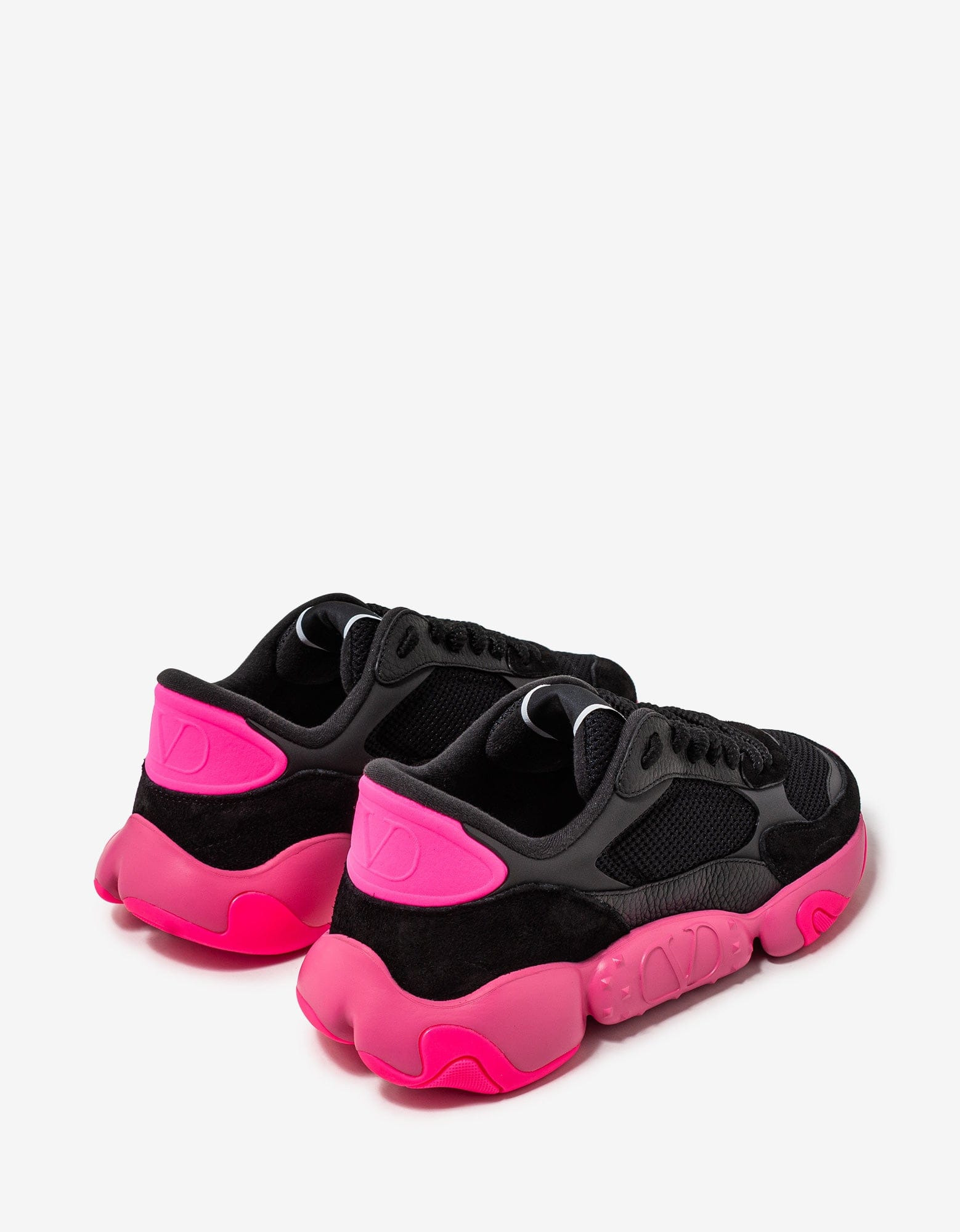 Valentino Black Bubbleback Mesh and Suede Trainers - 7