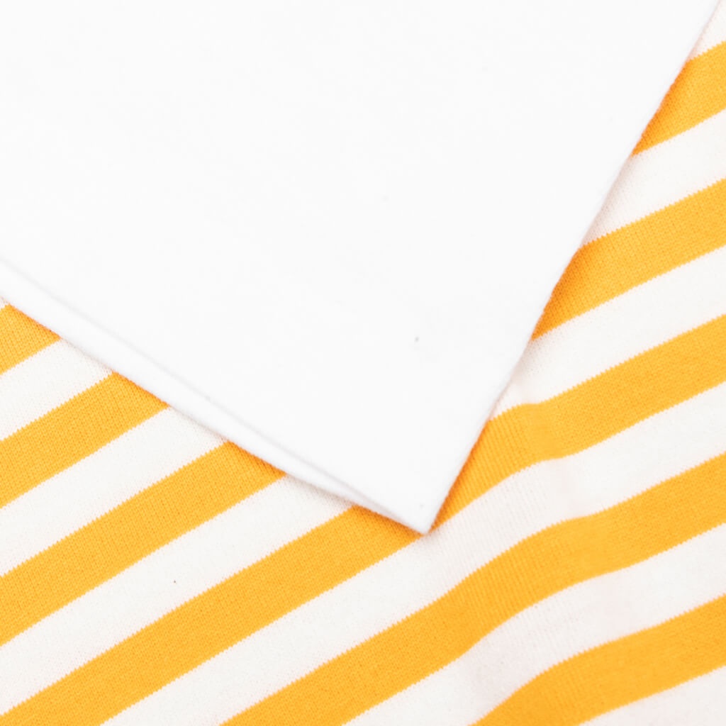 WOMEN'S STRIPED WHITE SLEEVE L/S T-SHIRT - YELLOW - 4