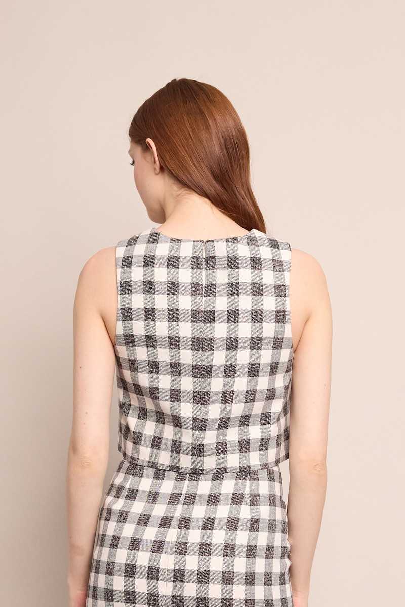 Debbie Top Sleek and Sophisticated with a Monochromatic Grid Pattern 3