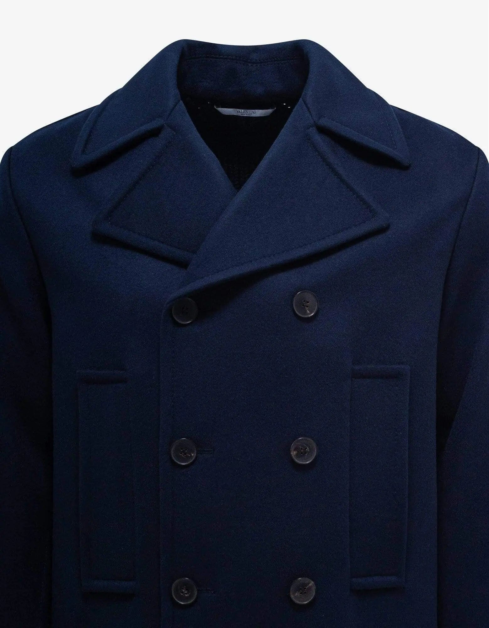 Valentino Navy Blue Double-Breasted Wool Jacket - 3