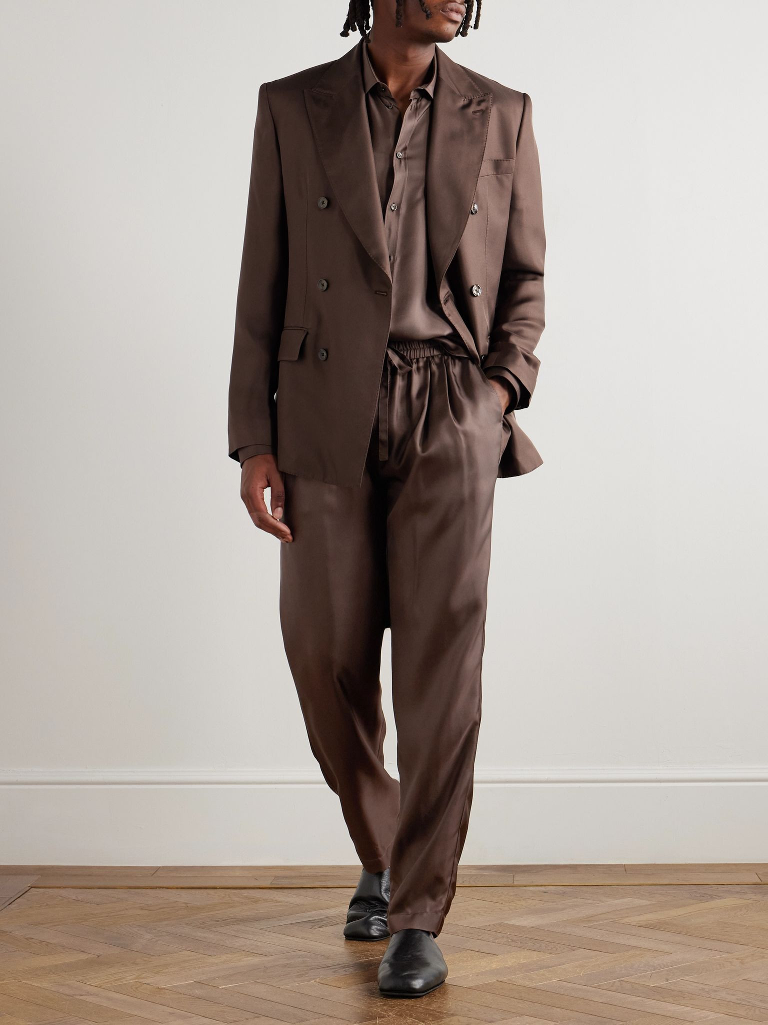 Martini Silk-Twill Shirt Brown - 2