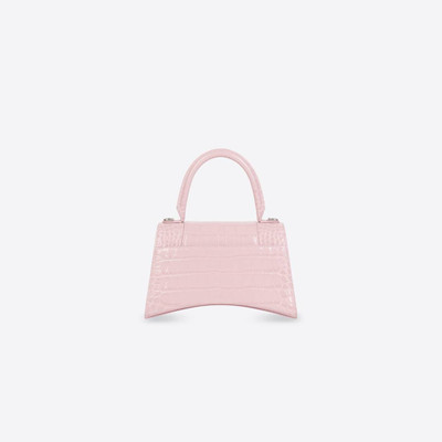 BALENCIAGA Women's Hourglass Small Handbag Crocodile Embossed in Light Pink outlook