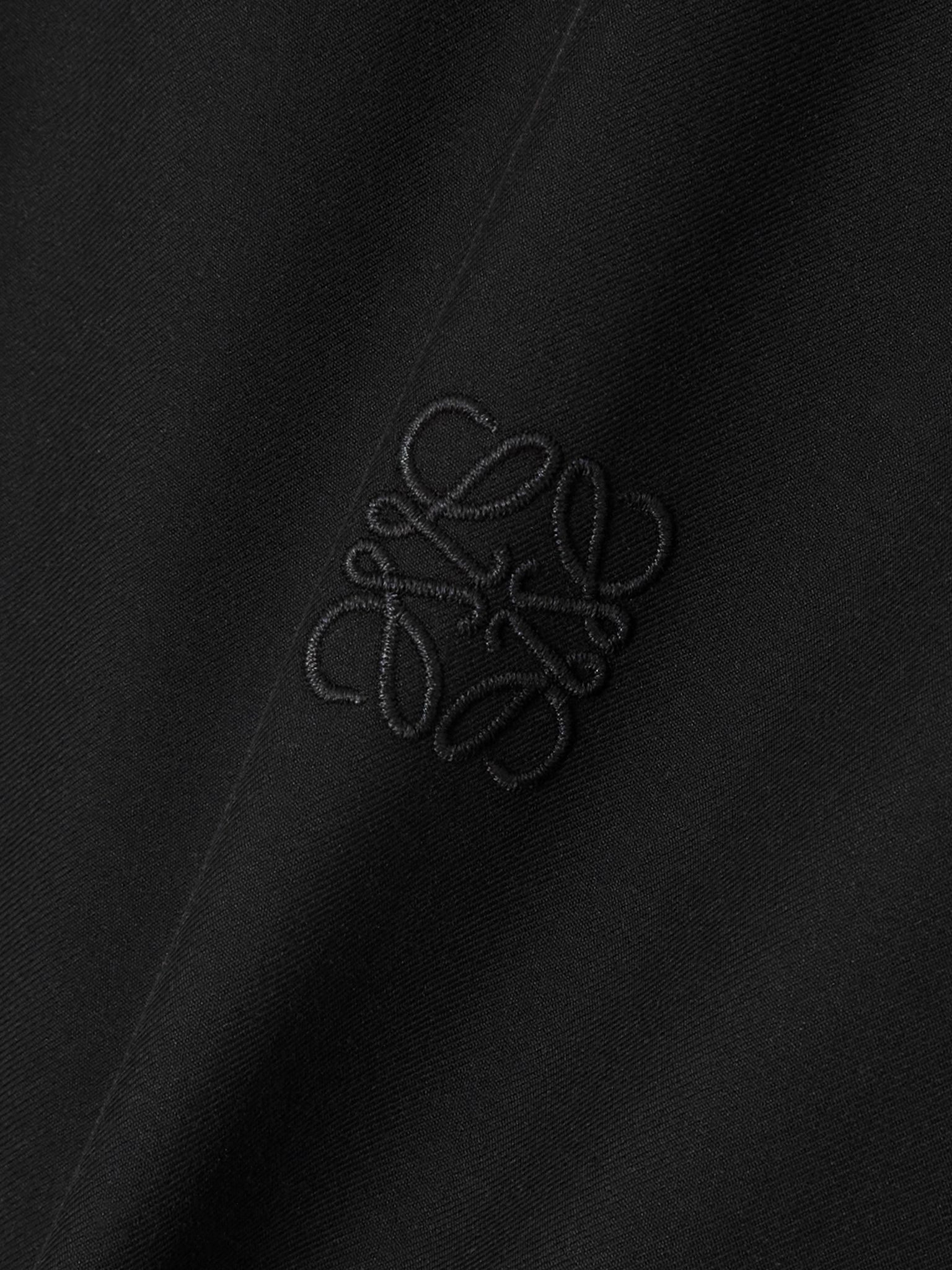 Hooded striped poplin-paneled embroidered cotton-twill jacket Black - 5