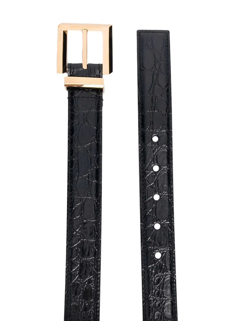 crocodile-embossed square-buckle belt - 2