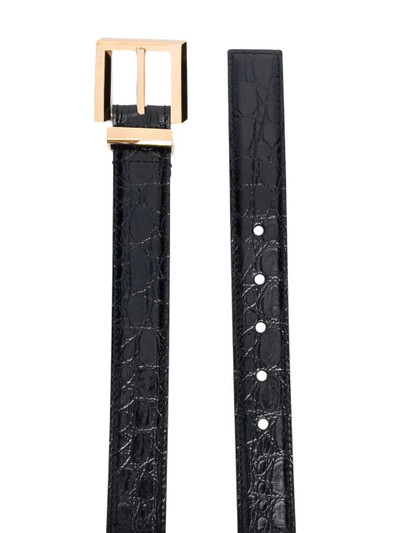 VERSACE crocodile-embossed square-buckle belt outlook