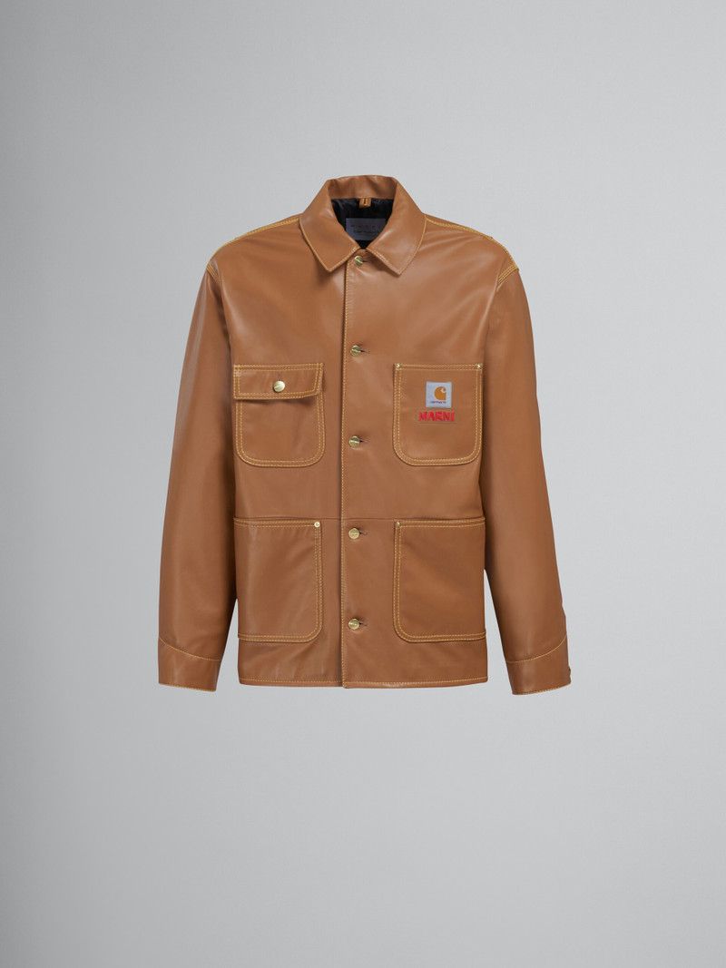 MARNI X CARHARTT WIP - BROWN LEATHER JACKET 1