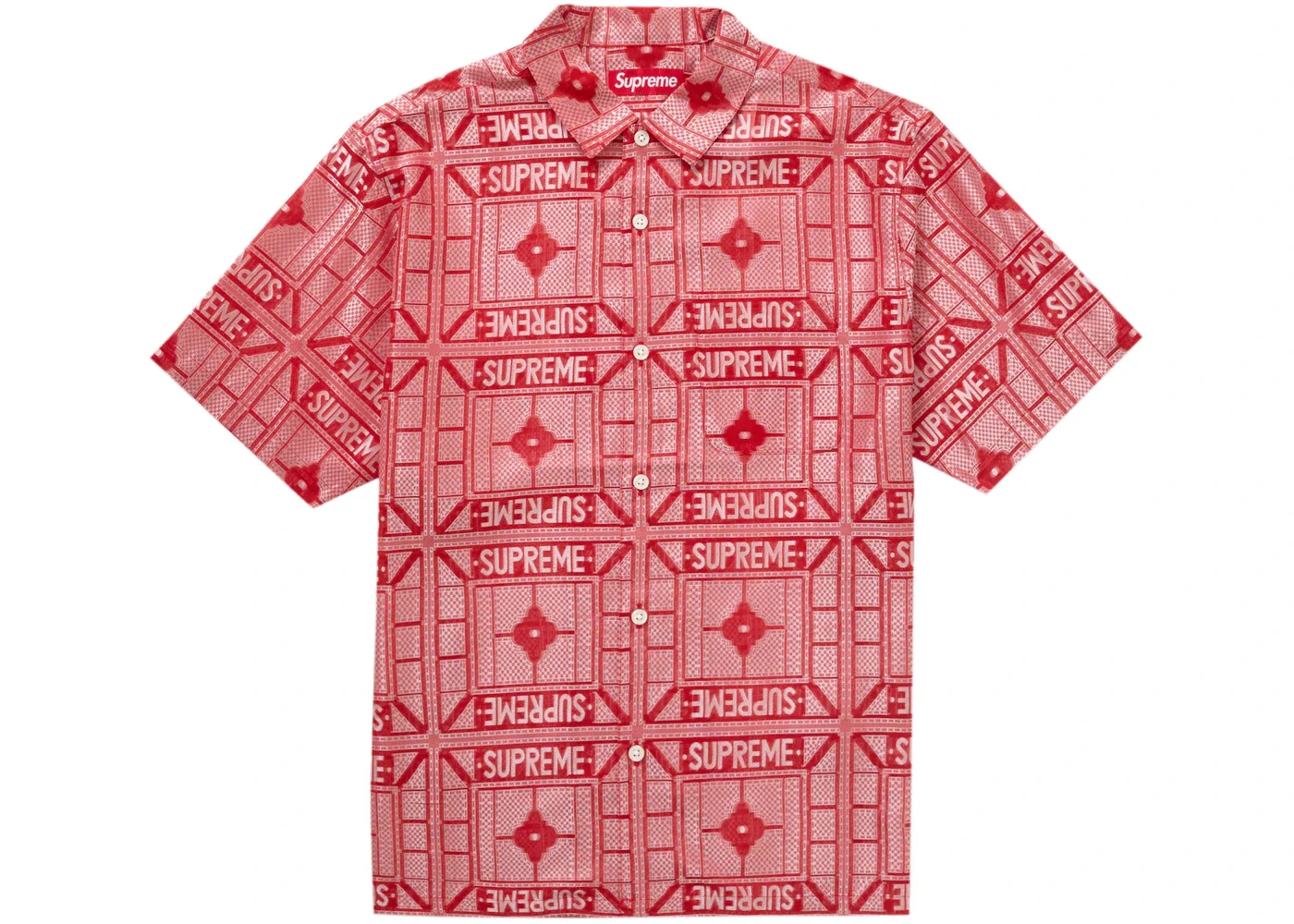 Supreme Tray Jacquard S/S Shirt Red - 1
