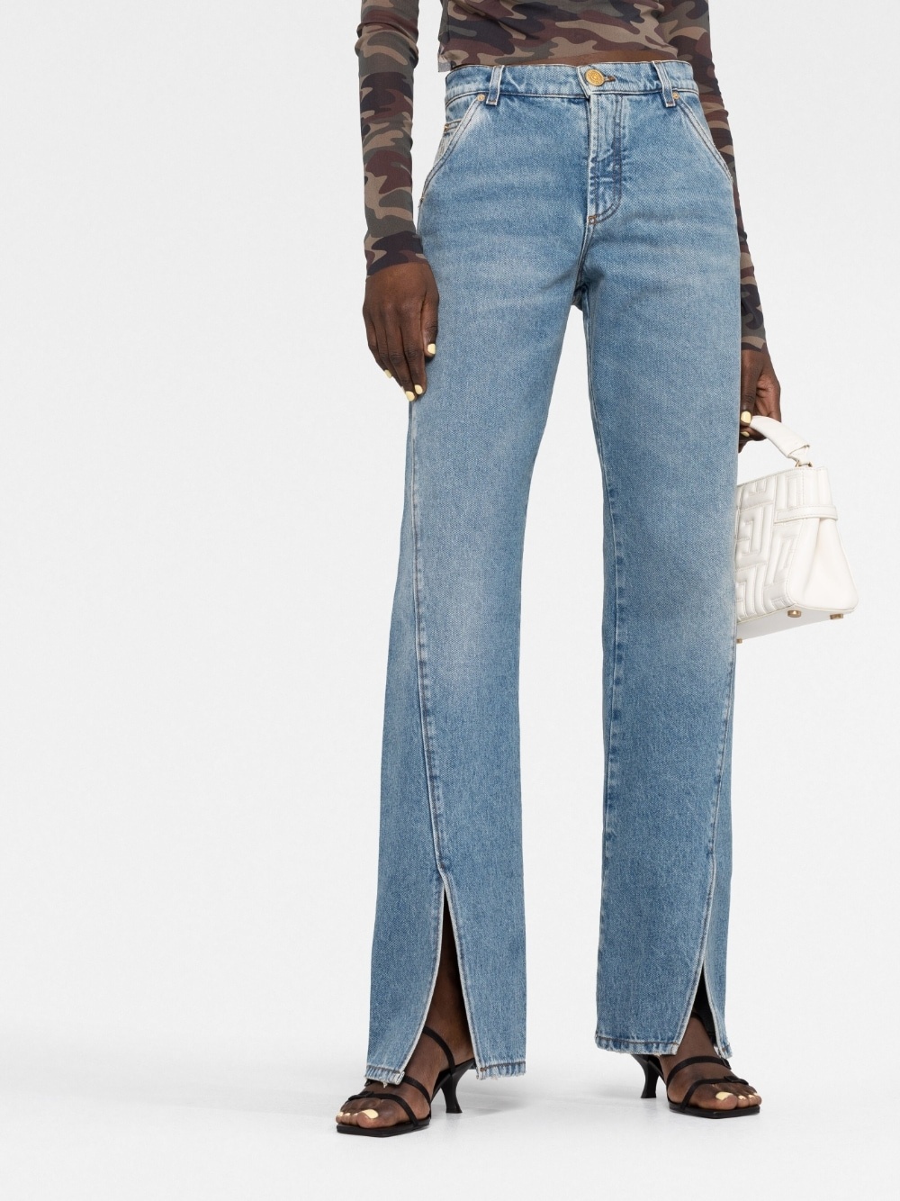 front-slits bootcut jeans - 5