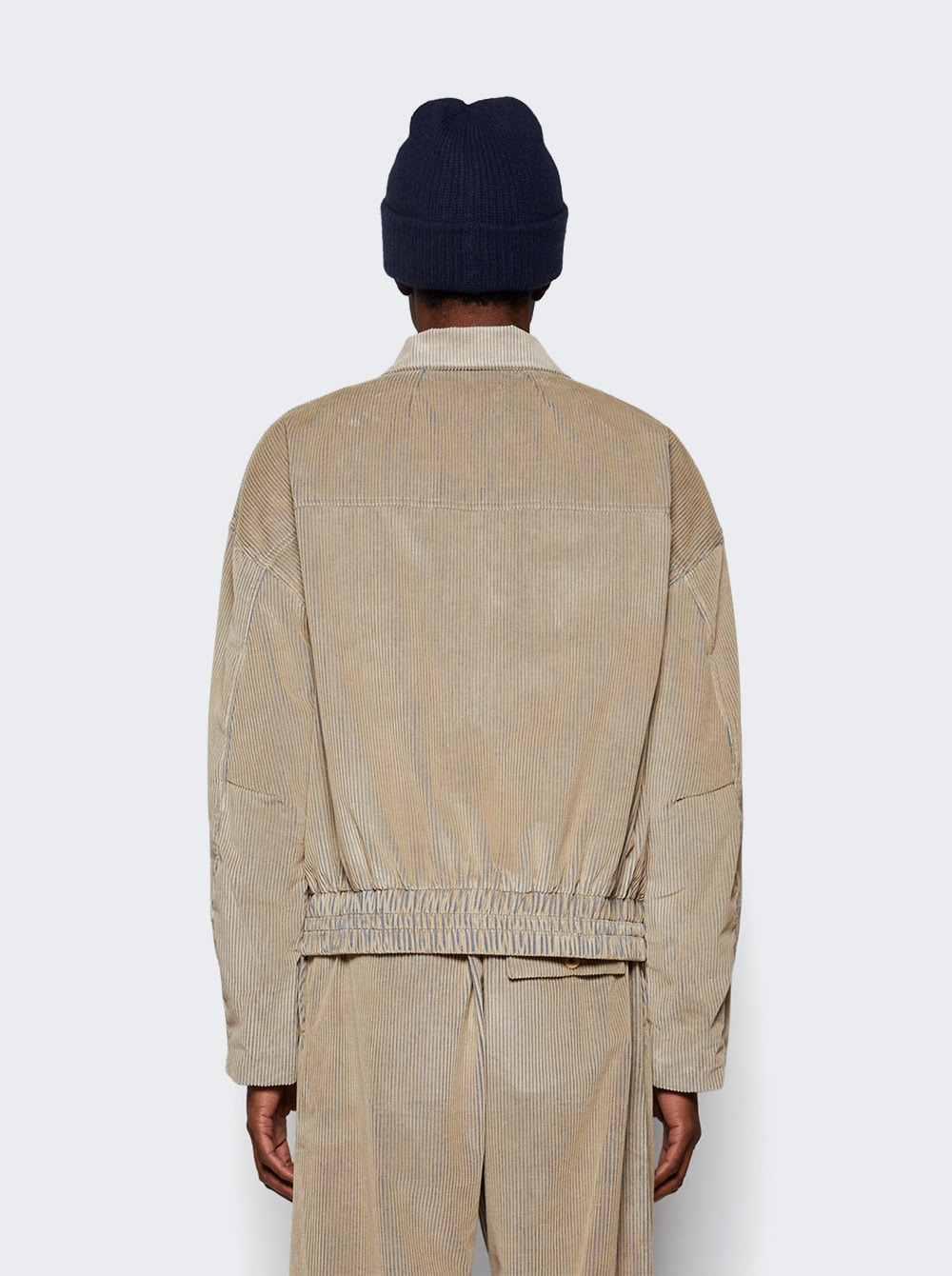 Wale Cord Jacket Silver And Camel - 4