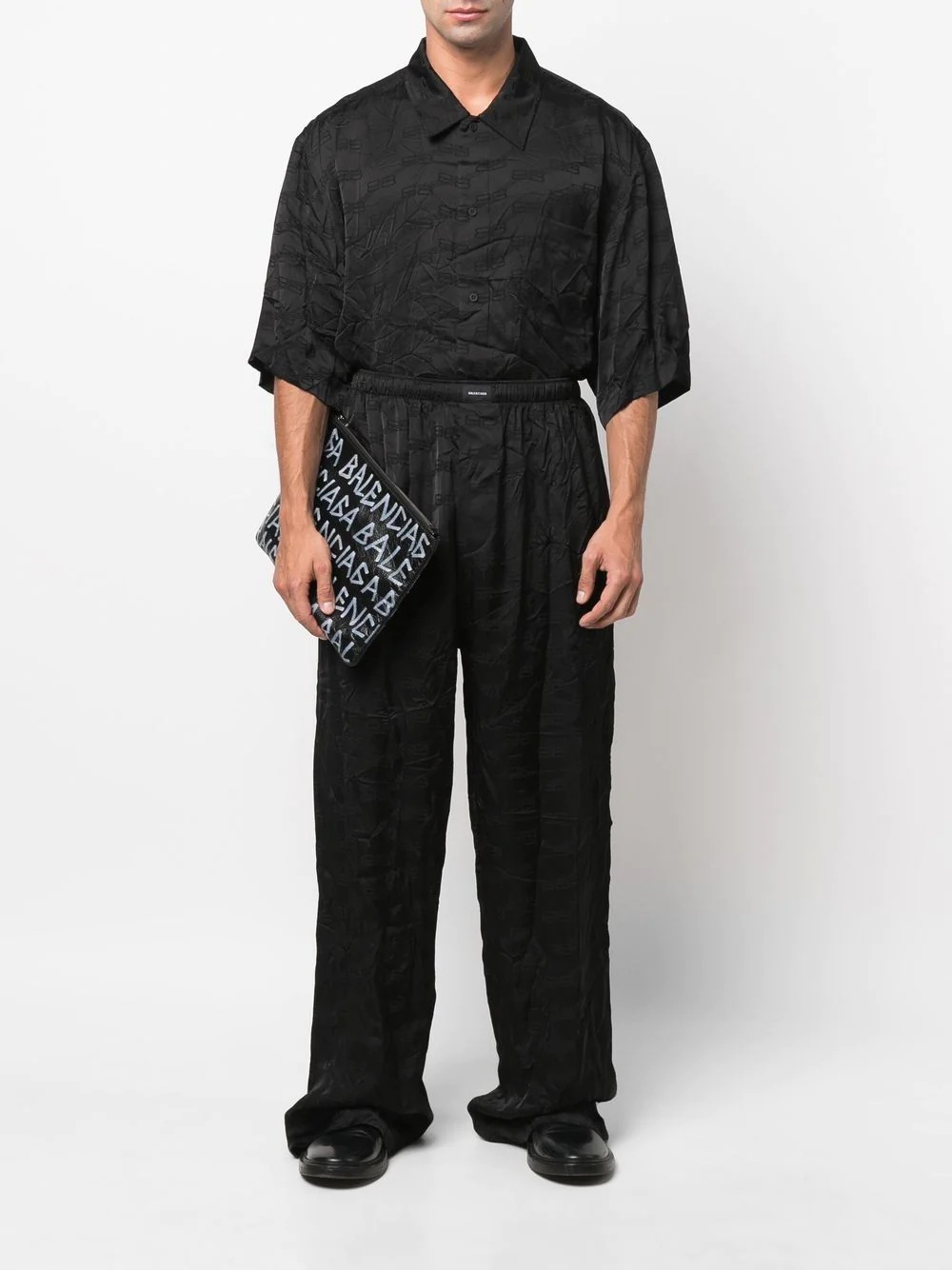 crease-effect jacquard pyjama trousers - 2