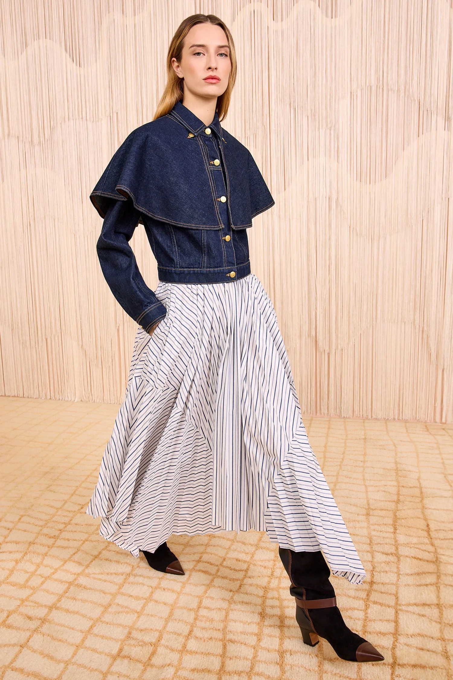 Yasna High Waist Asymmetrical Midi Skirt - 1