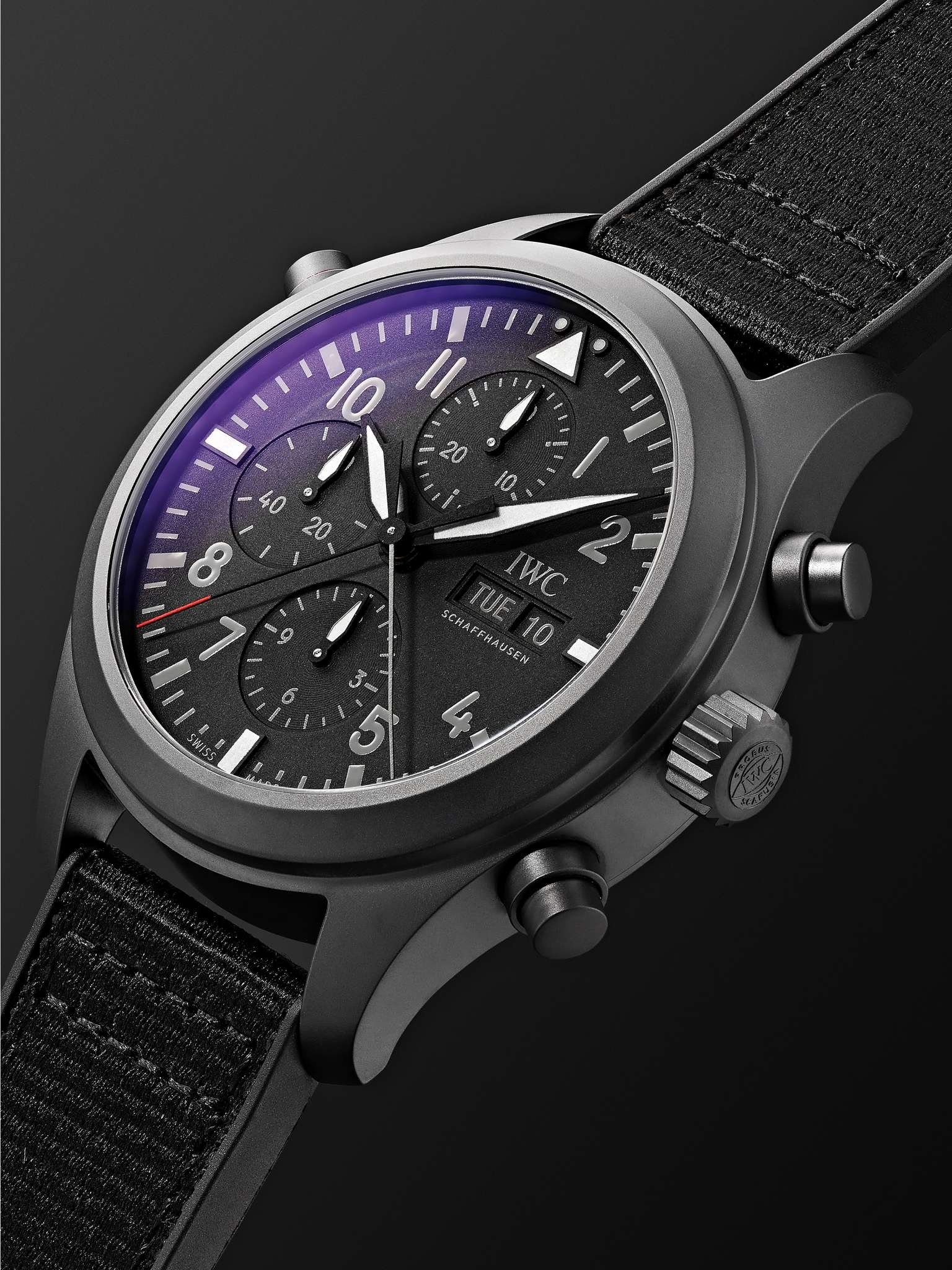 Pilot's TOP GUN Automatic Double Chronograph 44mm Ceratanium and Rubber Watch, Ref. No. IW371815 - 4