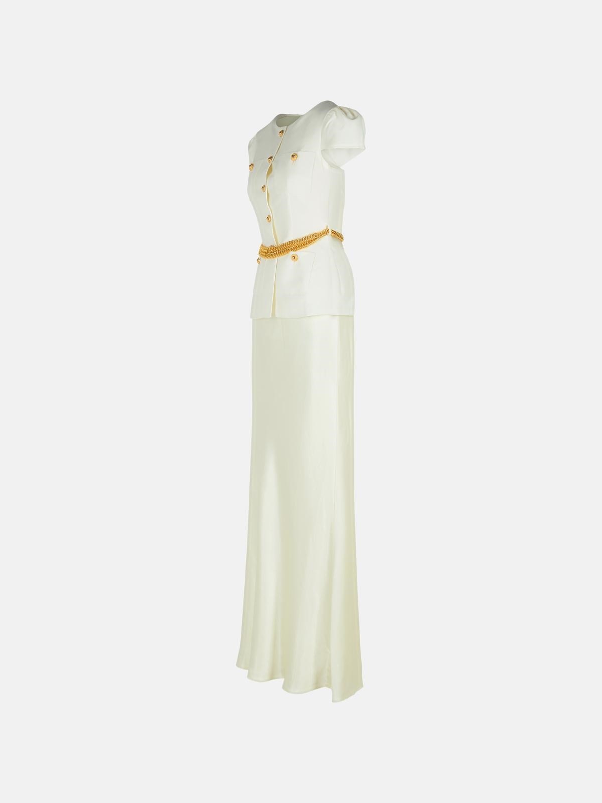 'TAFFETA' CREAM POLYESTER DRESS - 2