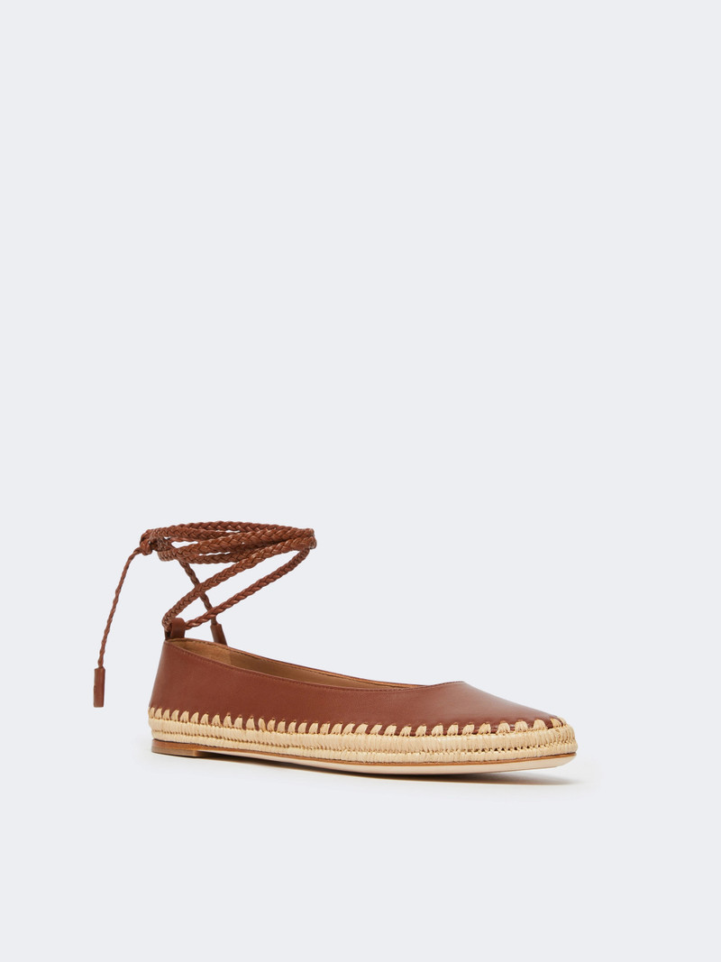 Max Mara Nappa and raffia ballerinas - TOBACCO outlook