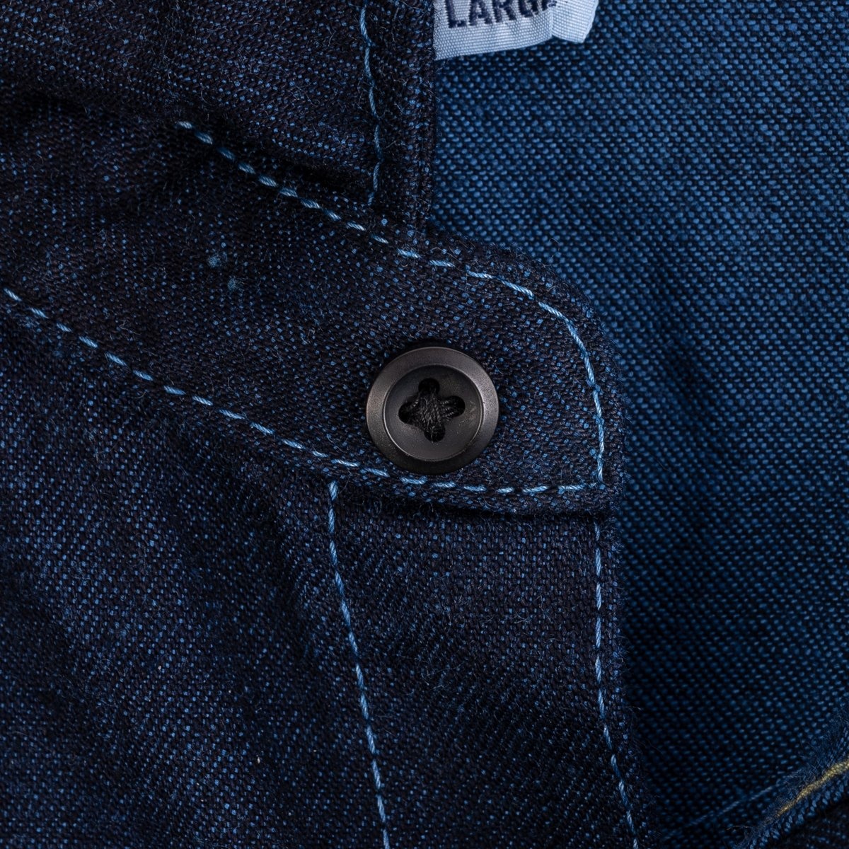 IHSH-352-BLU 10oz Selvedge Denim Western Shirt - Indigo Overdyed Blue - 10