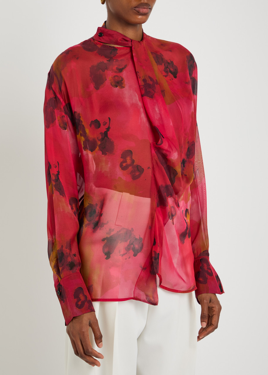 Victoria Beckham Draped Floral Silk-chiffon Blouse - 2