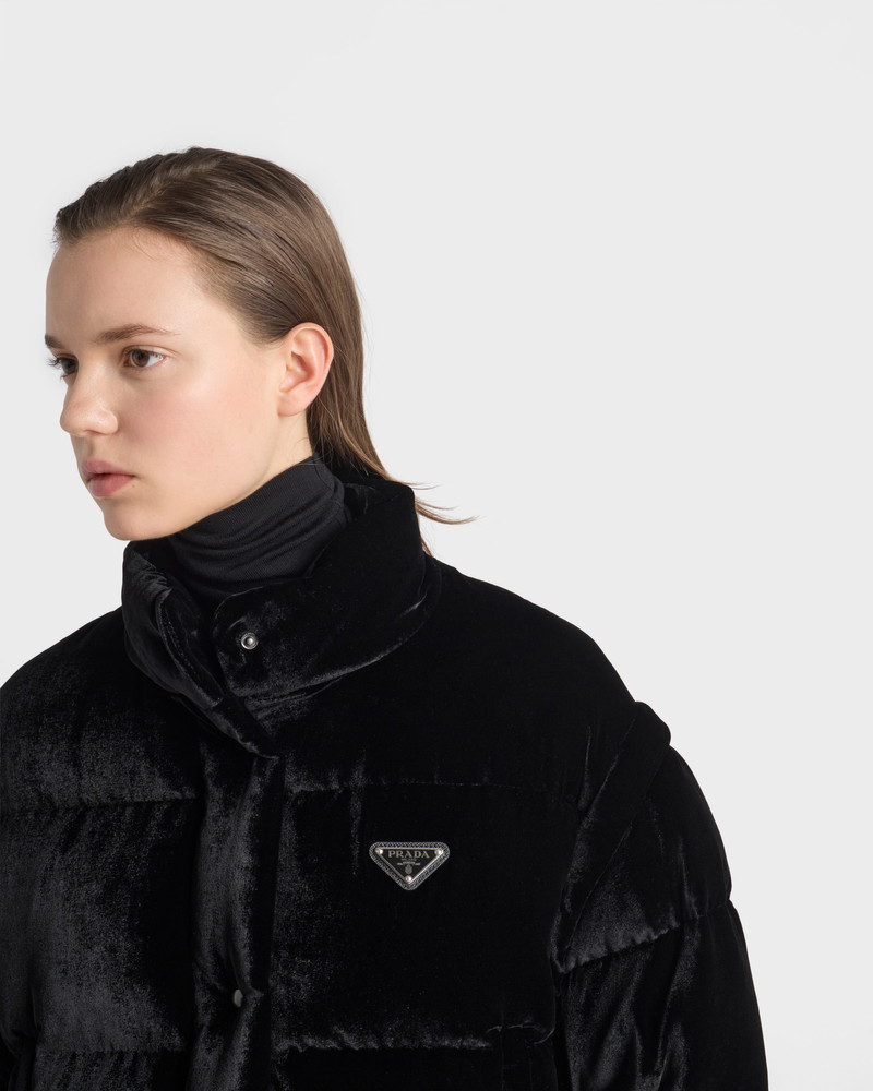 Convertible cropped velvet down jacket 3