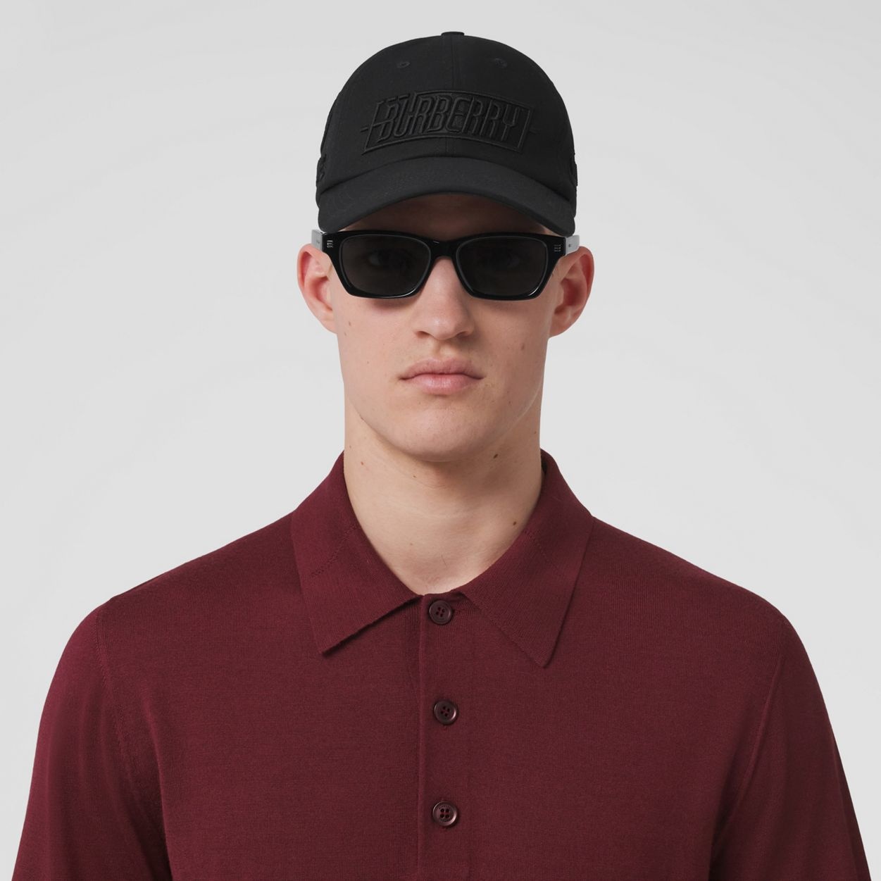 Monogram Motif Wool Silk Blend Polo Shirt - 3