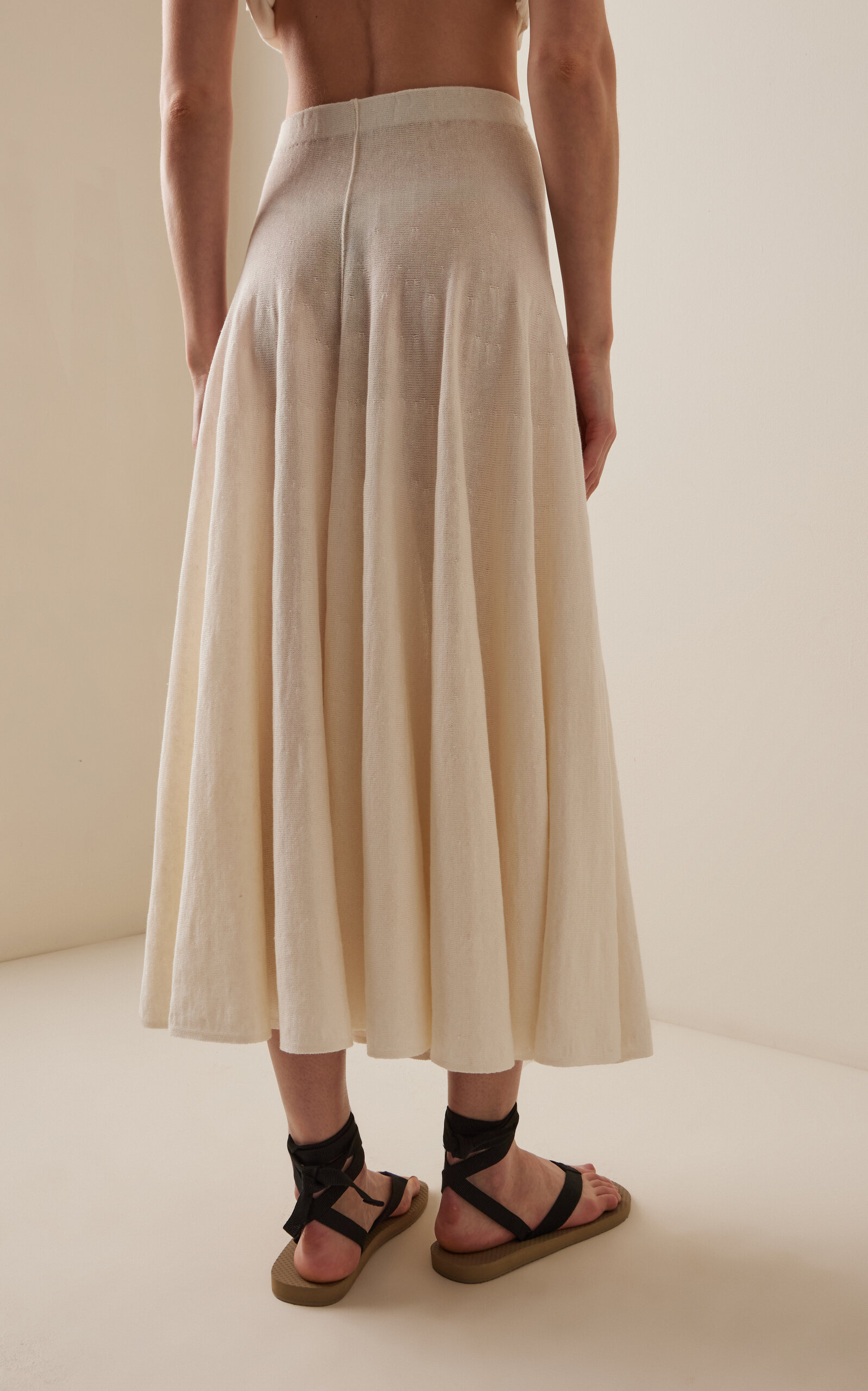 Jaliah Cotton-Blend Knit Midi Skirt white - 4