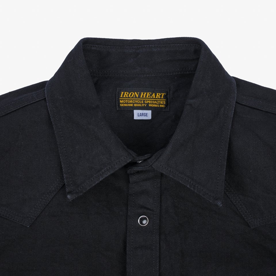 IHSH-396-BLK 13.5oz Denim Western Shirt - Black - 7