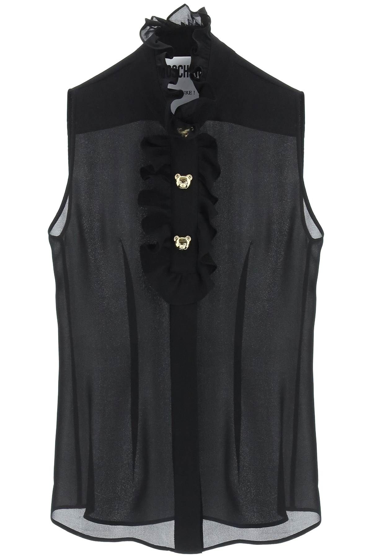 SLEEVELESS SHIRT WITH TEDDY BUTTONS - 1