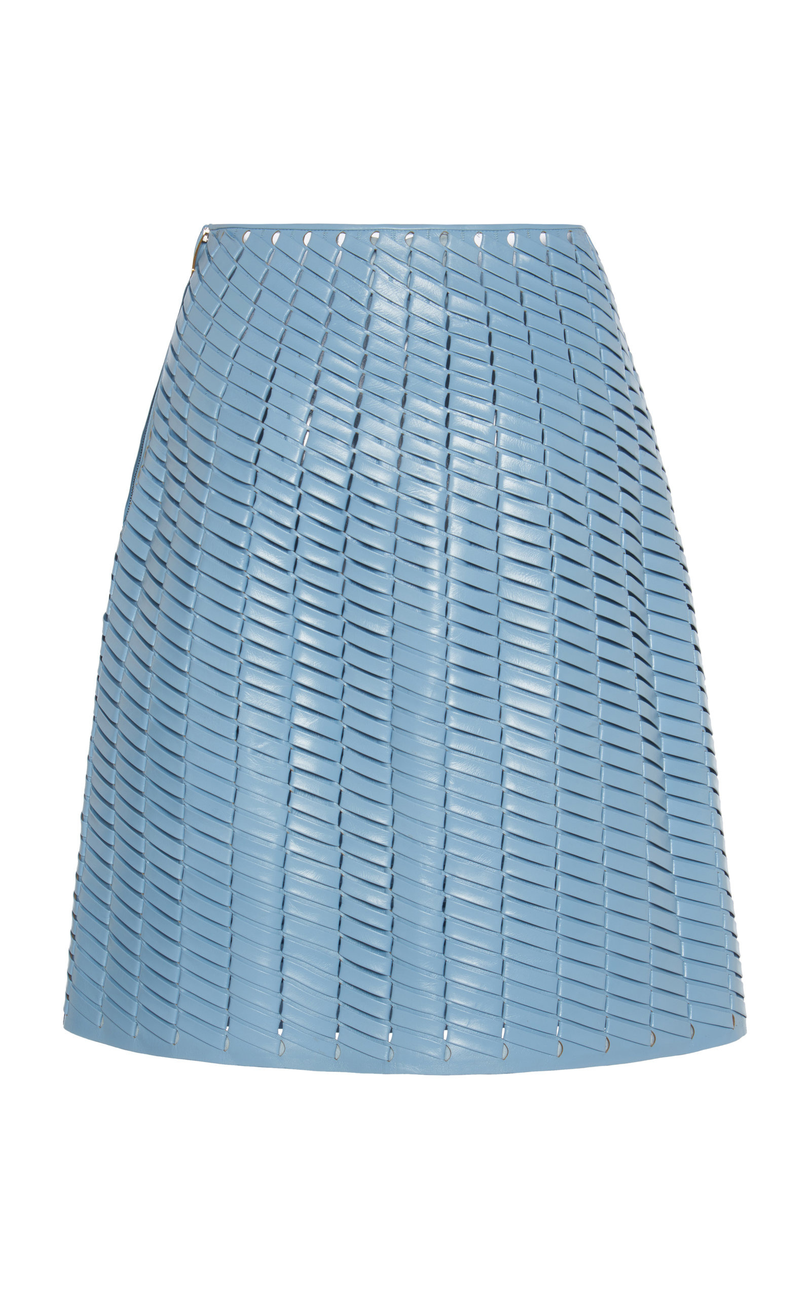 Woven Leather Mini Skirt blue - 3